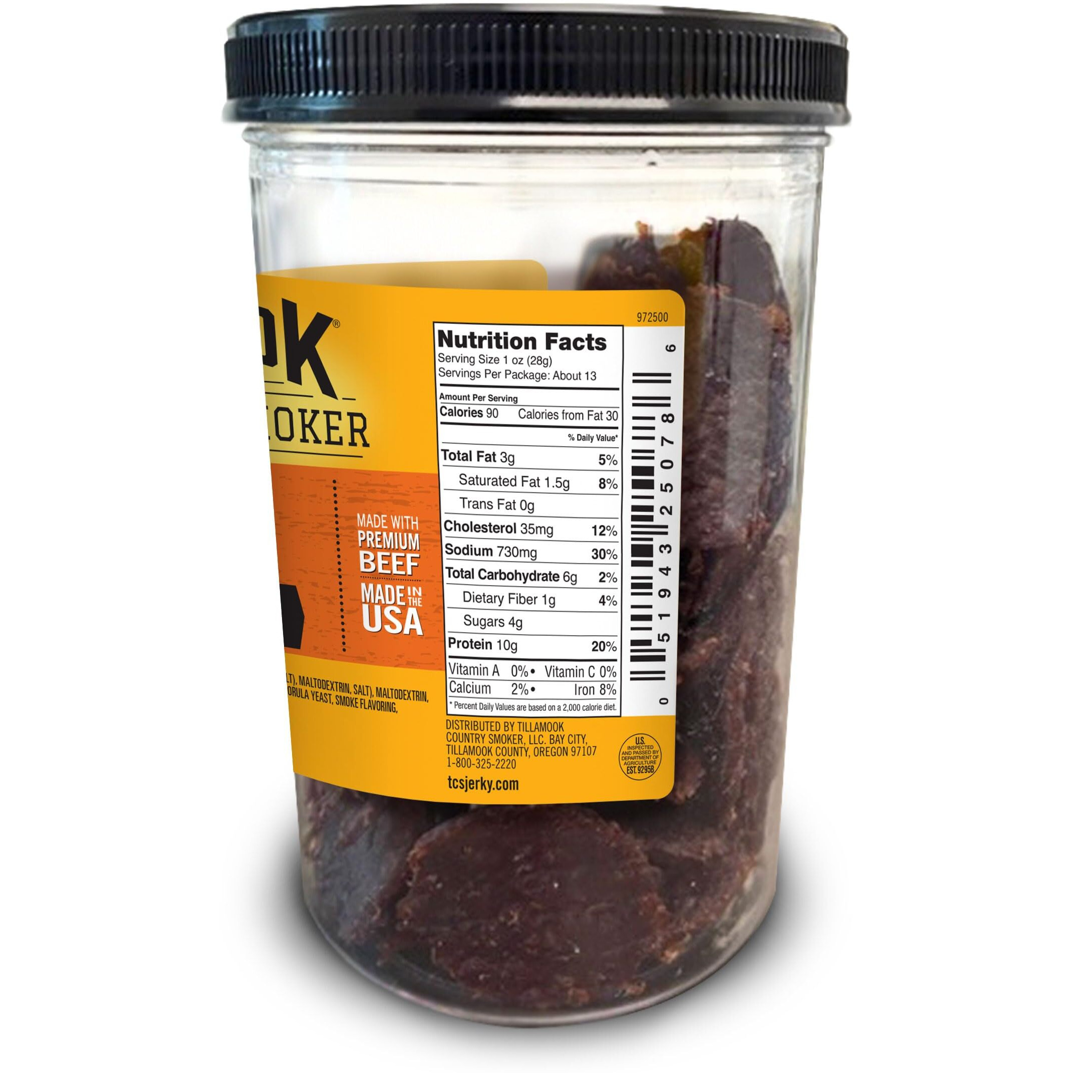 Tillamook Country Smoker Real Hardwood Smoked Silver Dollar Jerky, Teriyaki, 13 Ounce