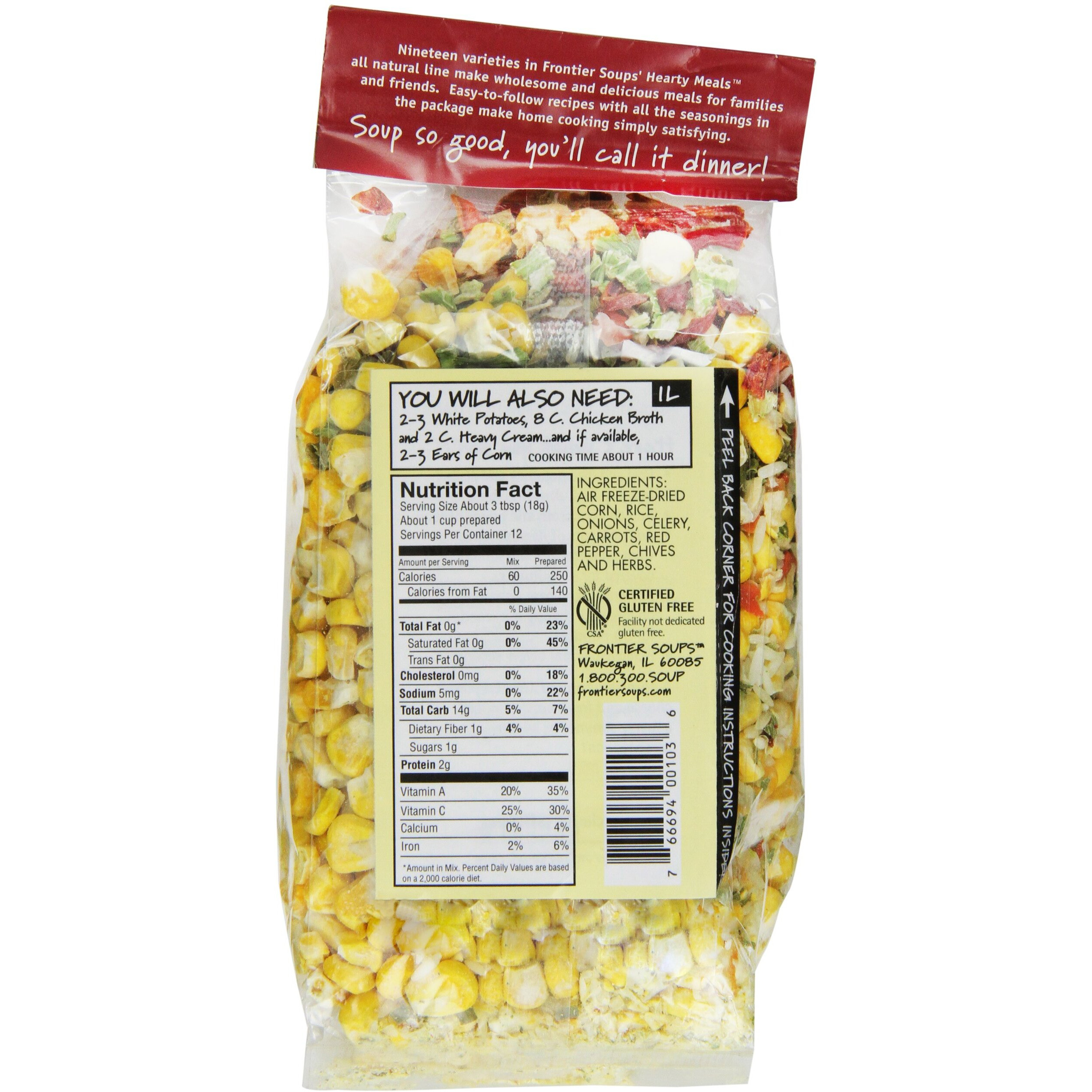 Frontier Soups Hearty Meals Illinois Prairie Corn Chowder Mix, 7 Ounce