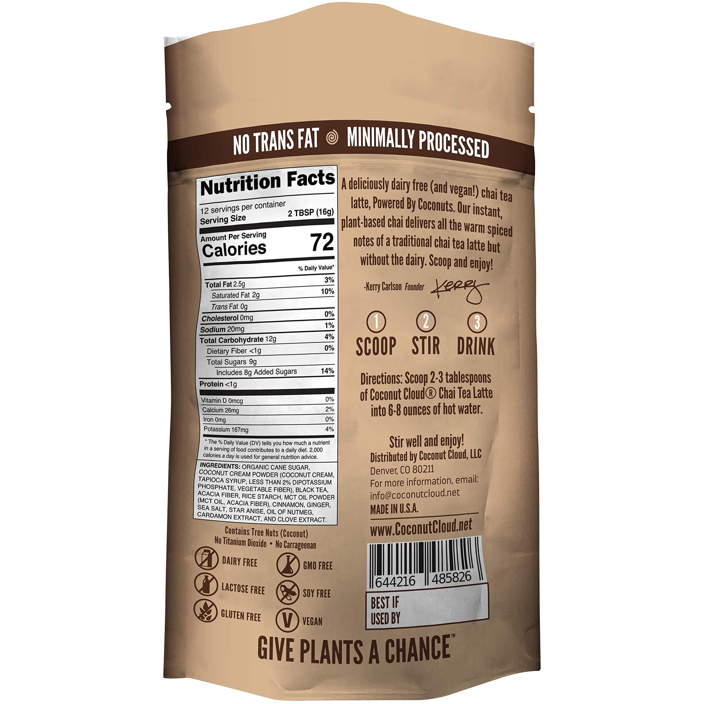 Coconut Cloud Vegan Spiced Chai Tea Latte | Creamy, Delicious & Easy Dairy Free Alternative. Made In Colorado (Lightly Sweetened, Gluten Free, Soy Free), 7 Oz