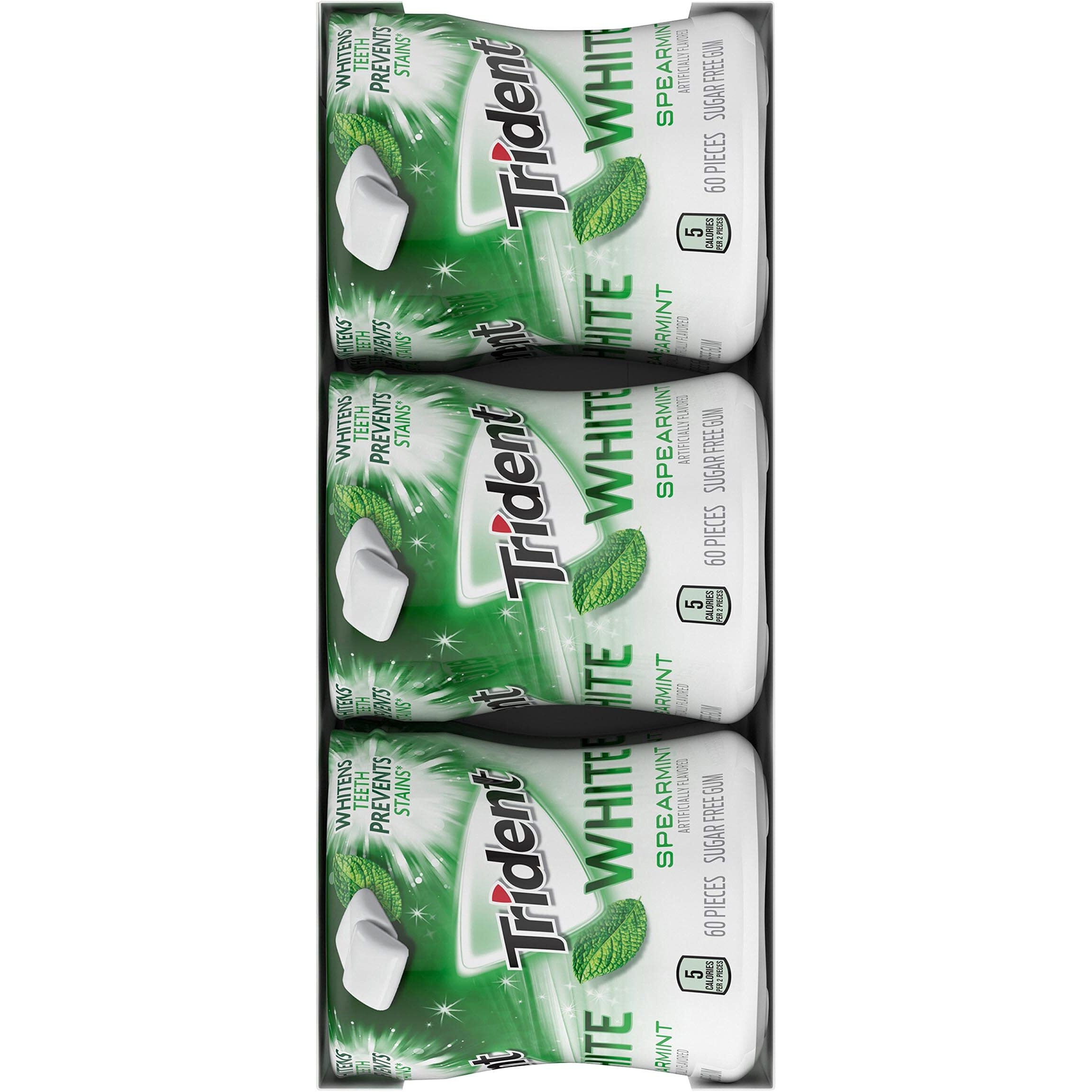 Trident White Spearmint Sugar Free Gum, 6 Bottles Of 60 Pieces (360 Total Pieces)