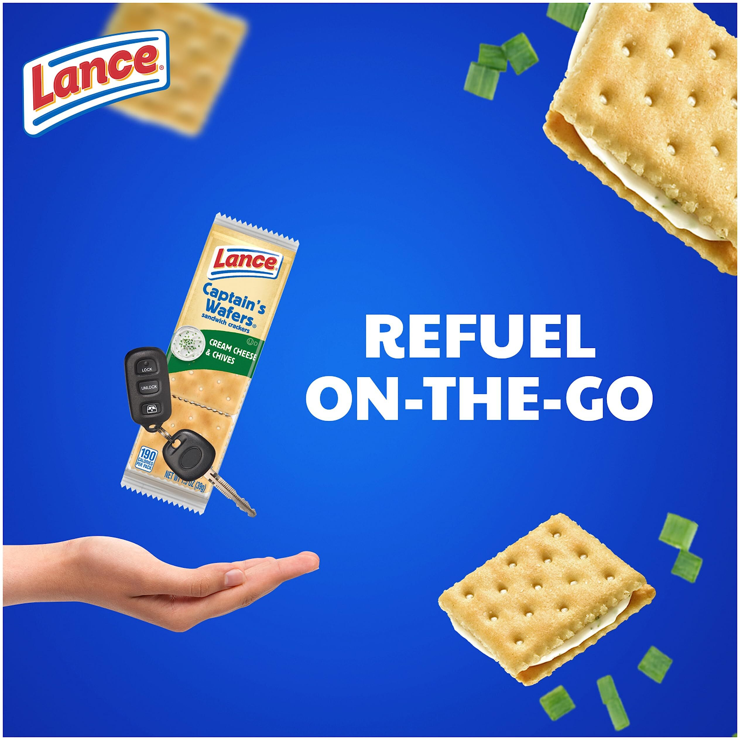 Lance Sandwich Crackers, Captain's Wafers Cream Cheese And Chives, 8 Packs, 6 Sandwiches Each