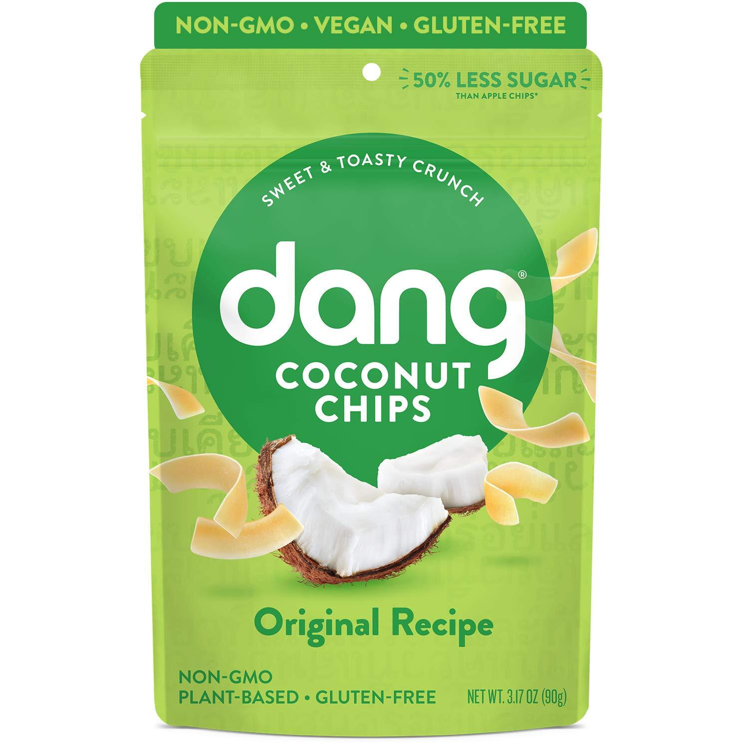 Dang Toasted Coconut Chips | Original | 1 Pack | Vegan, Gluten Free, Non Gmo, Healthy Snacks Made With Whole Foods | 3.17 Oz Resealable Bag