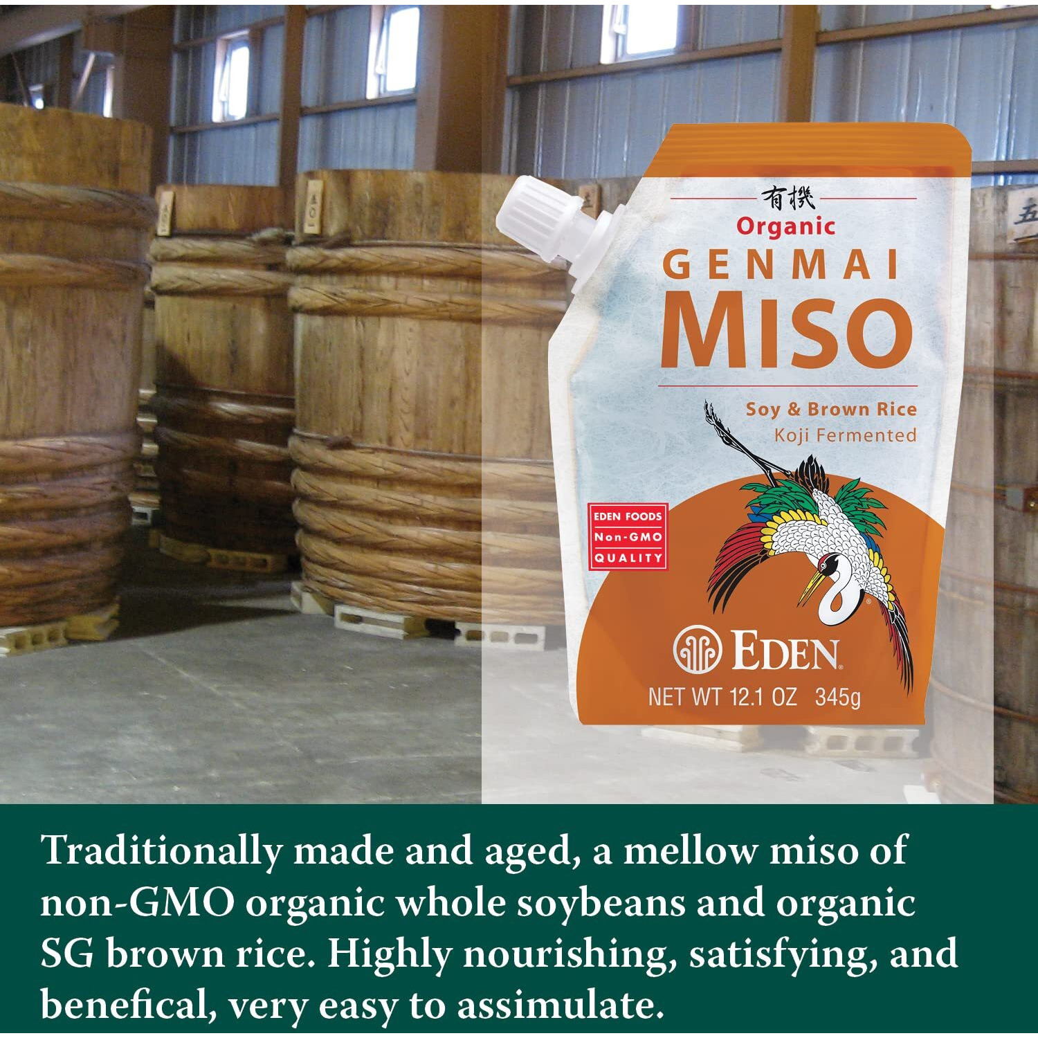 Genmai Miso, Organic Soy Bean/Brown Rice 12.1 Oz Pkg
