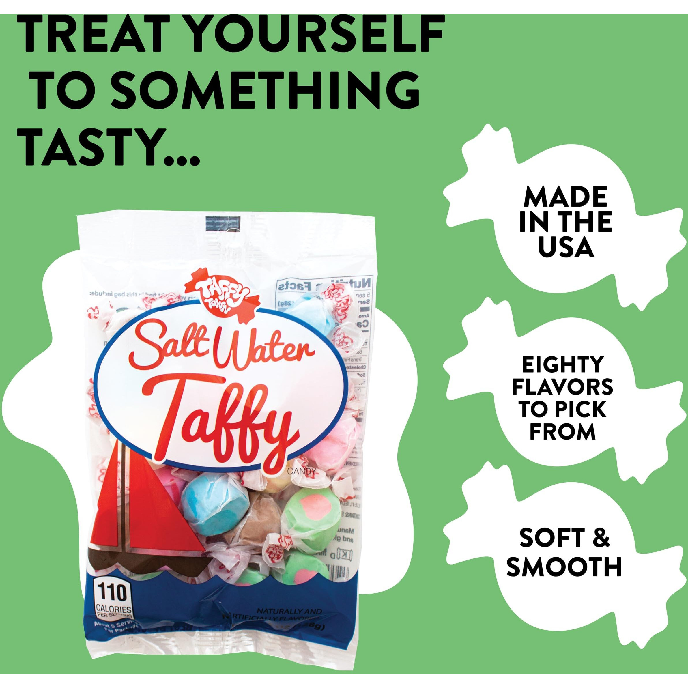 Taffy Town Salt Water Taffy, Assorted Salt Water, 80 Oz