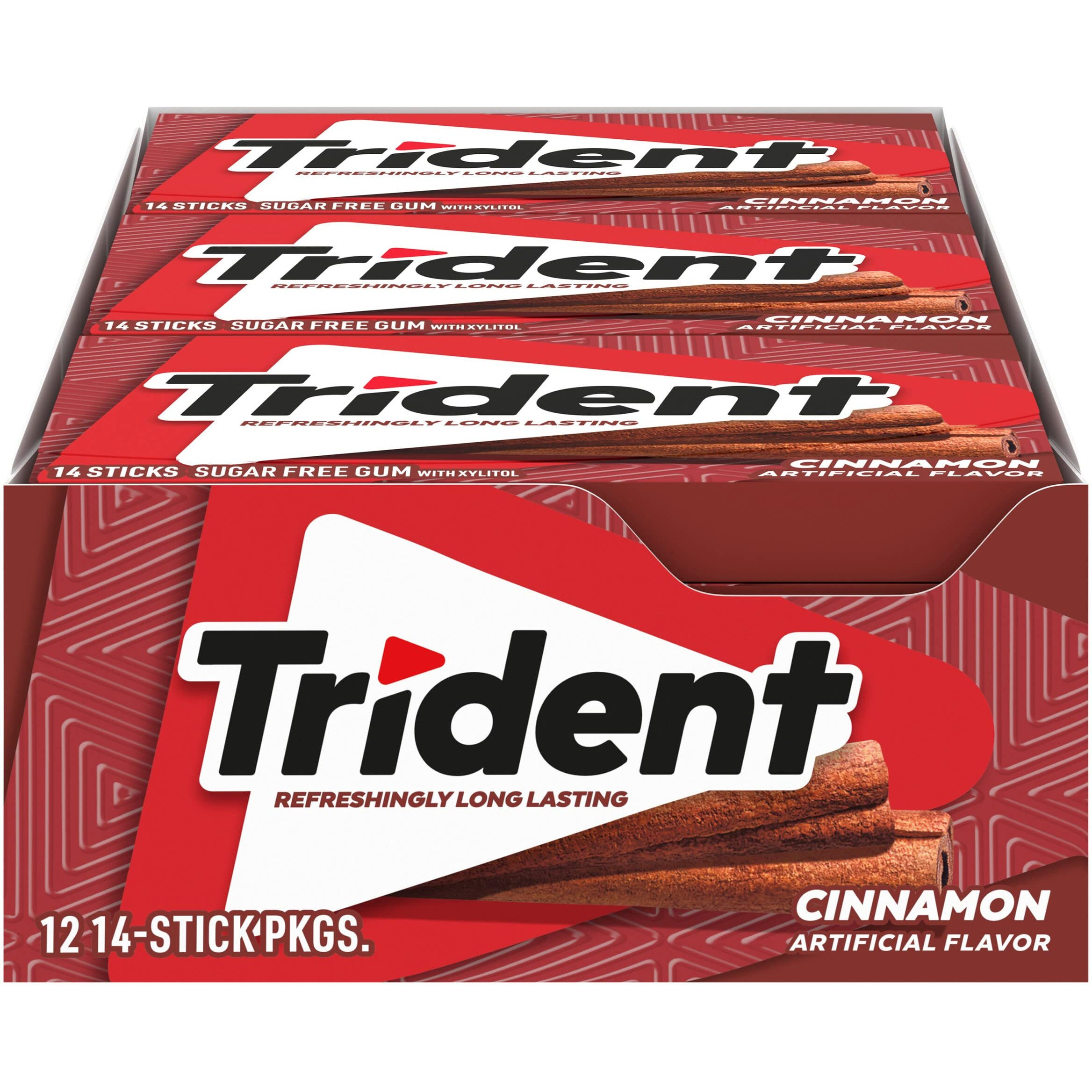 Trident Cinnamon Sugar Free Gum, 12 Packs Of 14 Pieces (168 Total Pieces), 12546011471