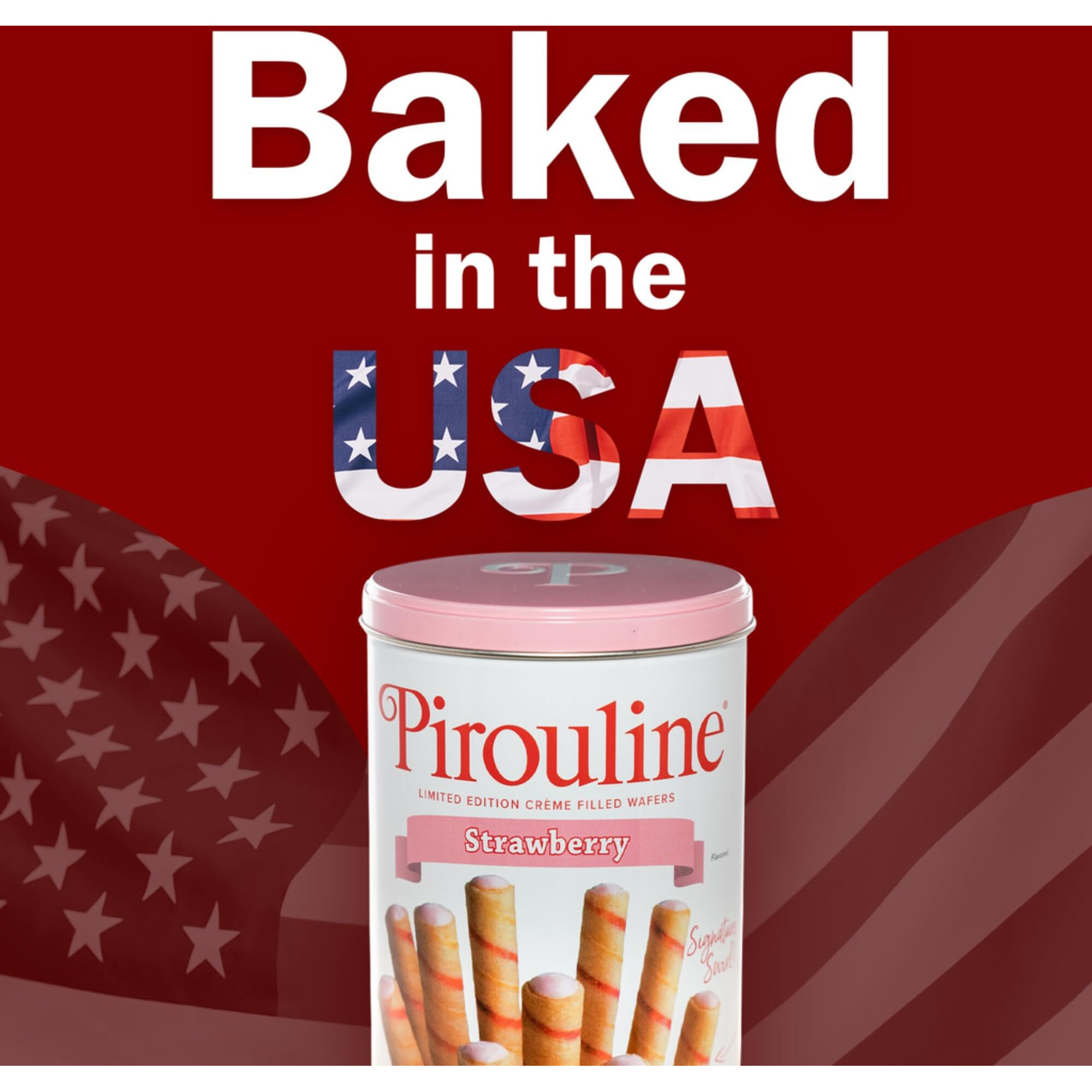Pirouline Rolled Wafers - Strawberry - Rolled Wafer Sticks, Crme Filled Wafers, Rolled Cookies For Coffee, Tea, Ice Cream, Snacks, Parties, Gifts, And More - 14.1Oz Tin 6 Pack