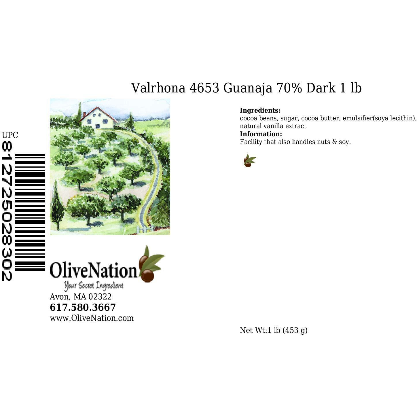 Valrhona 4653 Guanaja 70% Dark Bittersweet Chocolate Callets From Olivenation - 1 Pound
