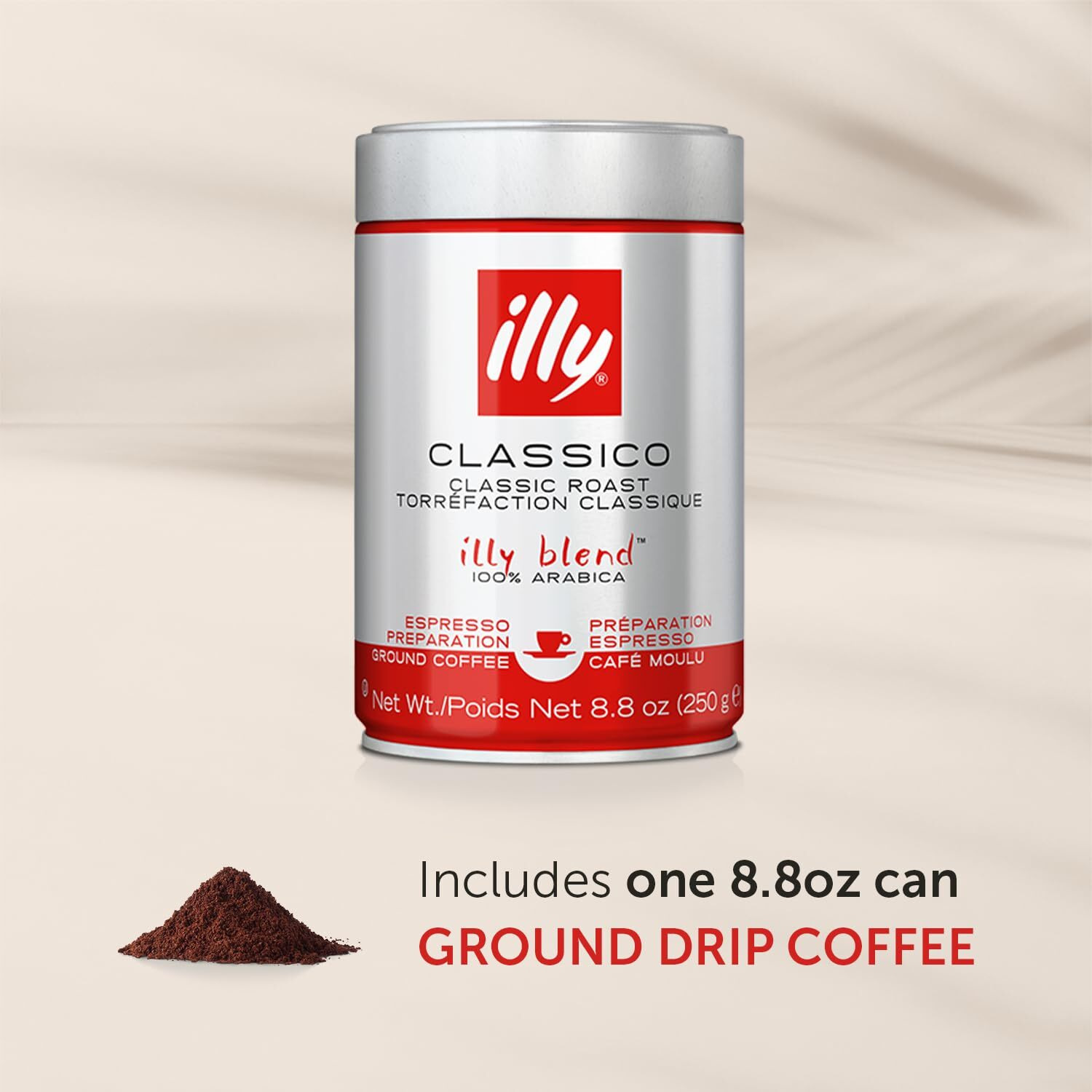 Illy Drip Coffee - Ground Coffee - 100% Arabica Ground Coffee - Classico Medium Roast - Notes Of Caramel, Orange Blossom & Jasmine - No Preservatives - Mild & Balanced - 8.8 Ounce