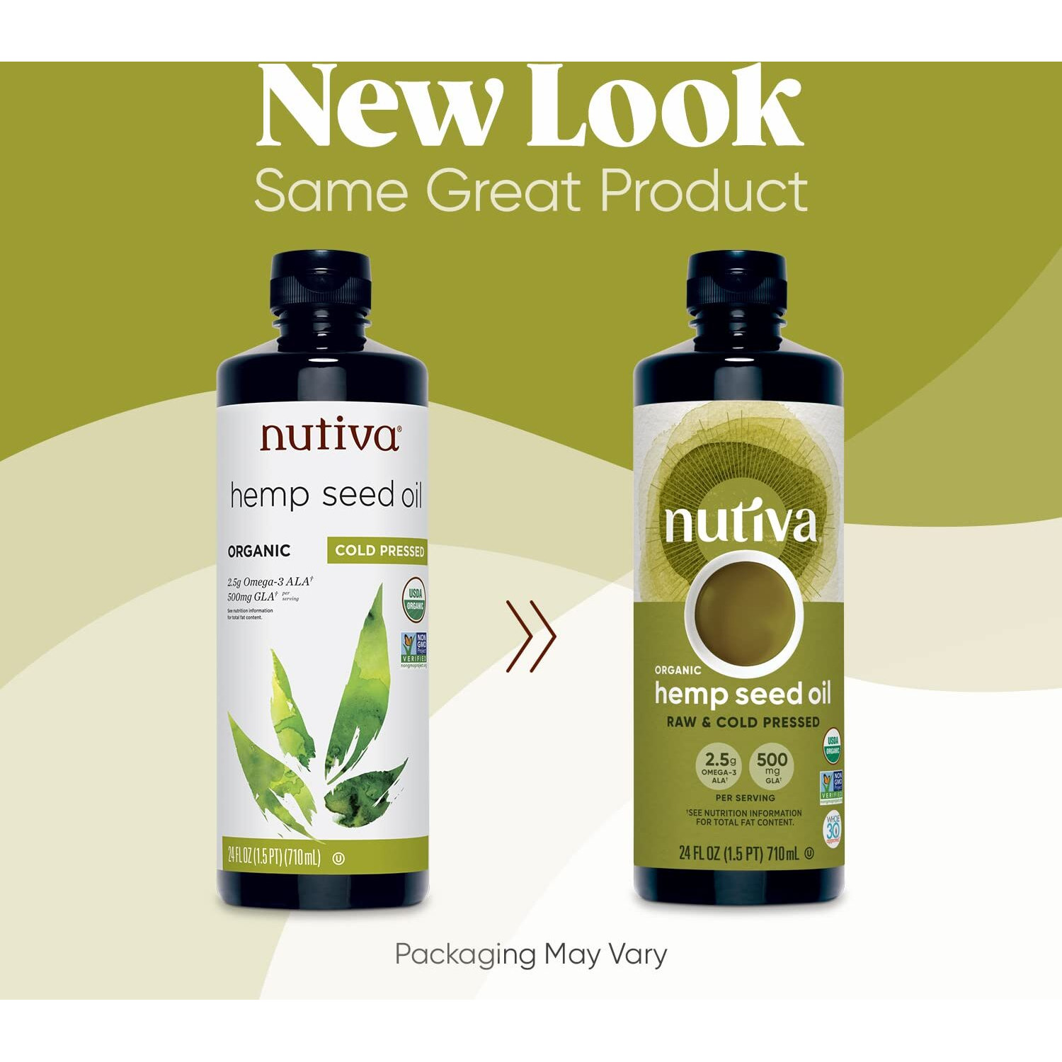 Nutiva Organic Cold-Pressed Unrefined Raw Hemp Seed Oil, 24 Ounce, Usda Organic, Non-Gmo, Whole 30 Approved, Vegan, Gluten-Free & Keto, Rich In Omega 3 & 6 Fatty Acids