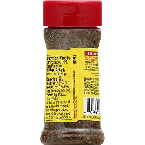 Dash Salt-Free Seasoning Blend, Tomato, Basil And Garlic, 2 Ounce