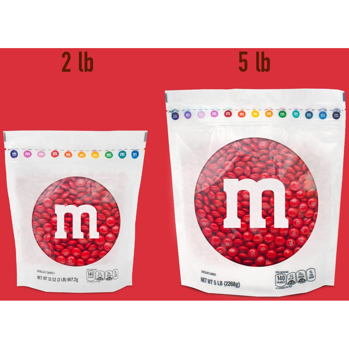 M&Ms Red Milk Chocolate Candy, 2Lbs Of M&M's In Resealable Pack For Candy Bars, Birthday Parties, 4Th Of July, Christmas, Valentine's Day, Dessert Tables & Diy Party Favors