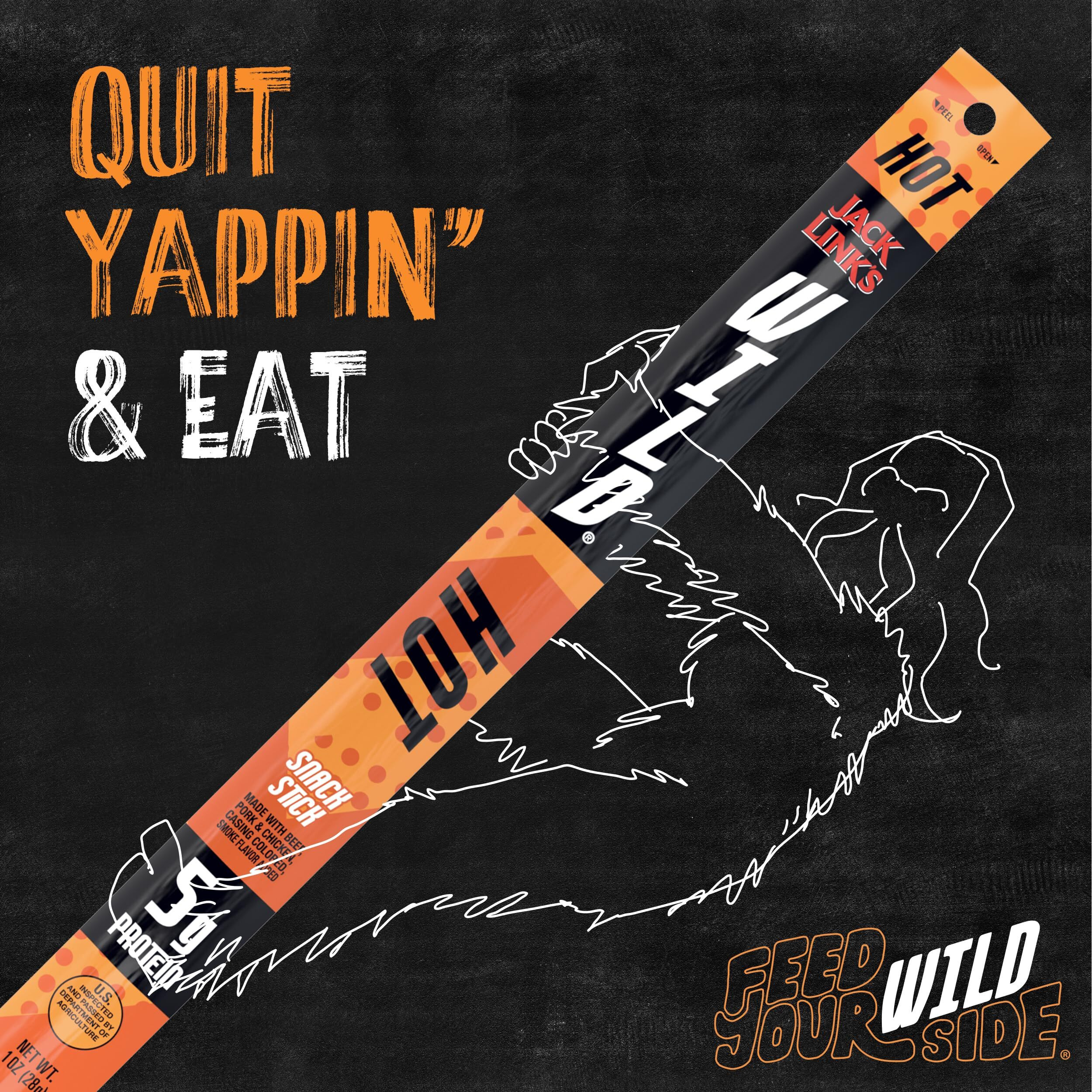 Jack Link's Wild Beef Sticks, Hot Spicy Meat Snack, Meat Stick With 6G Of Protein, Individually Wrapped Beef Snack Sticks, 1 Oz. (20 Count)