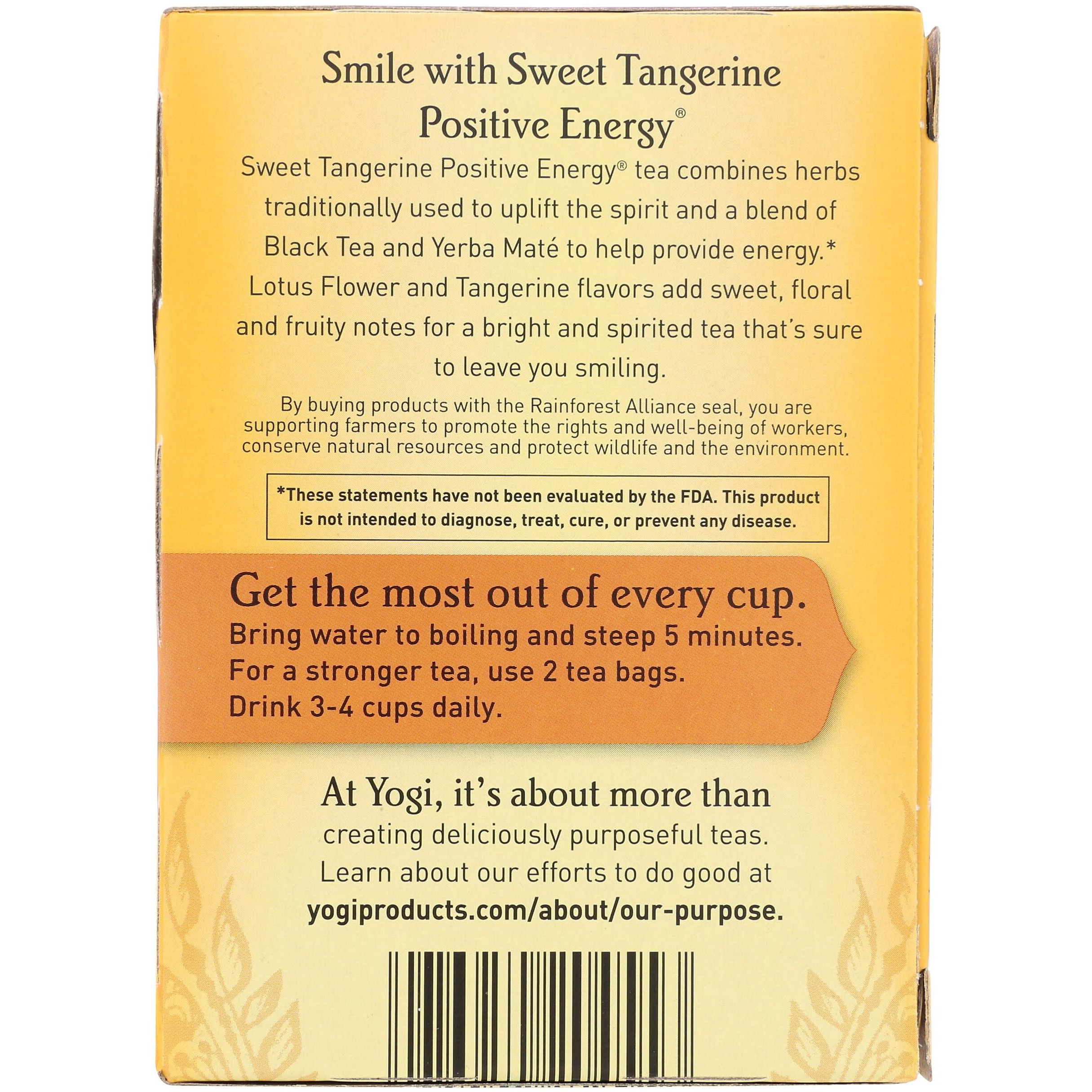 Yogi Sweet Tangerine Positive Energy, 16 Tea Bags, Packaging May Vary (Pack Of 1)