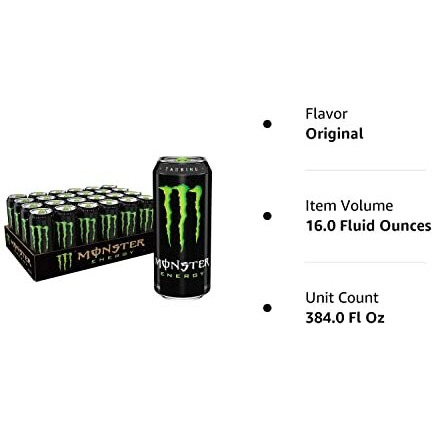 Monster Energy Drink, 16 Fluid Ounce (Pack Of 24)
