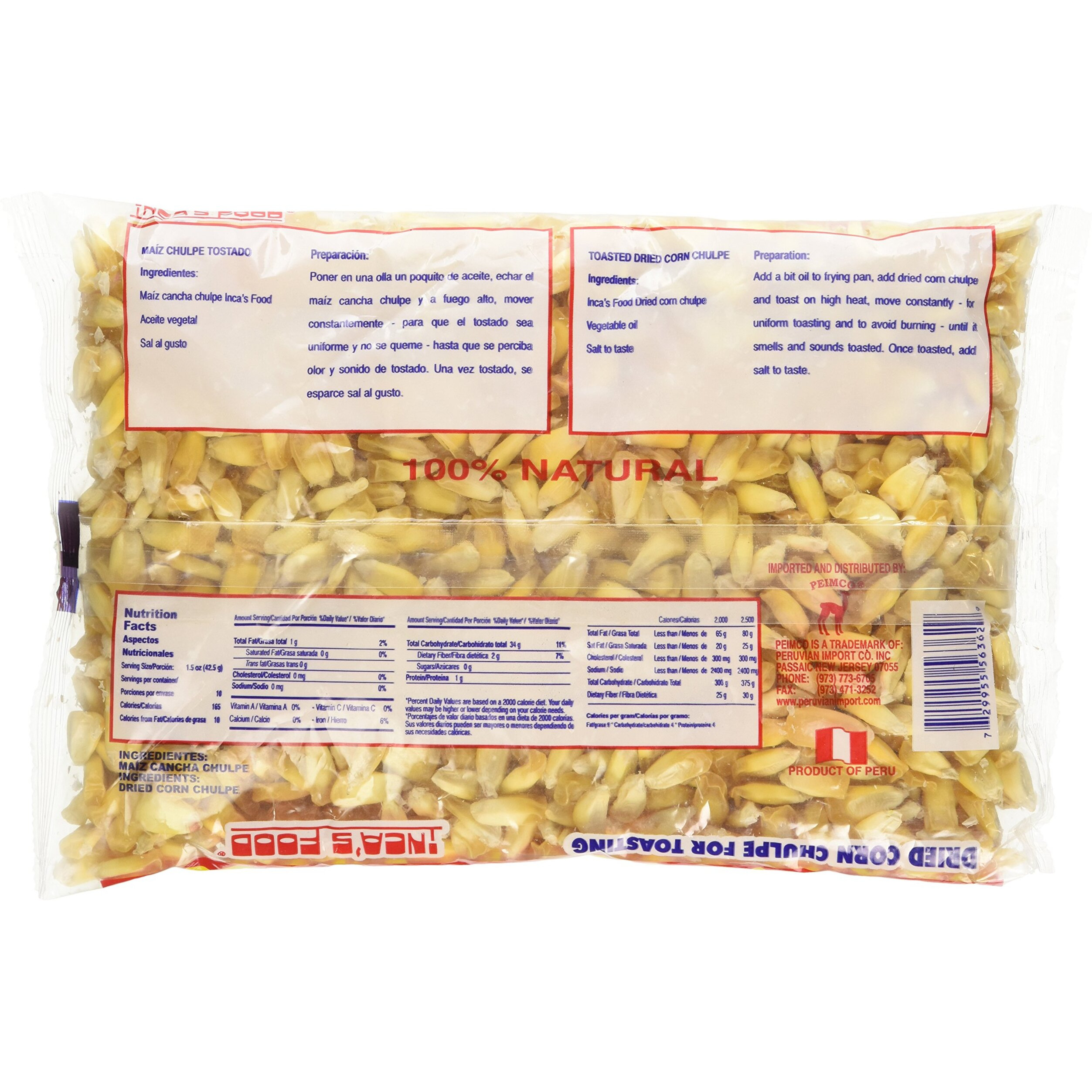 Incas Food Maiz Cancha Chulpe Para Tostar- Dried Corn Chulpe For Toasting - Product Of Peru 15Oz