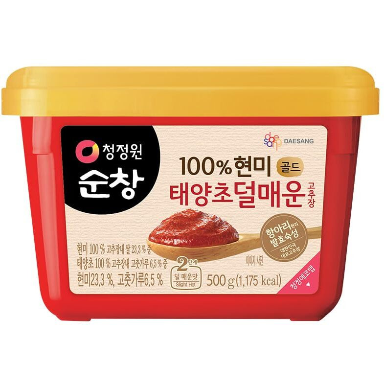Chung Jung One O'Food Mild Gochujang 1.1Lb, Korean Red Chili Pepper Paste, Spicy, Sweet And Savory Sauce, Traditional Fermented Condiment, 100% Brown Rice