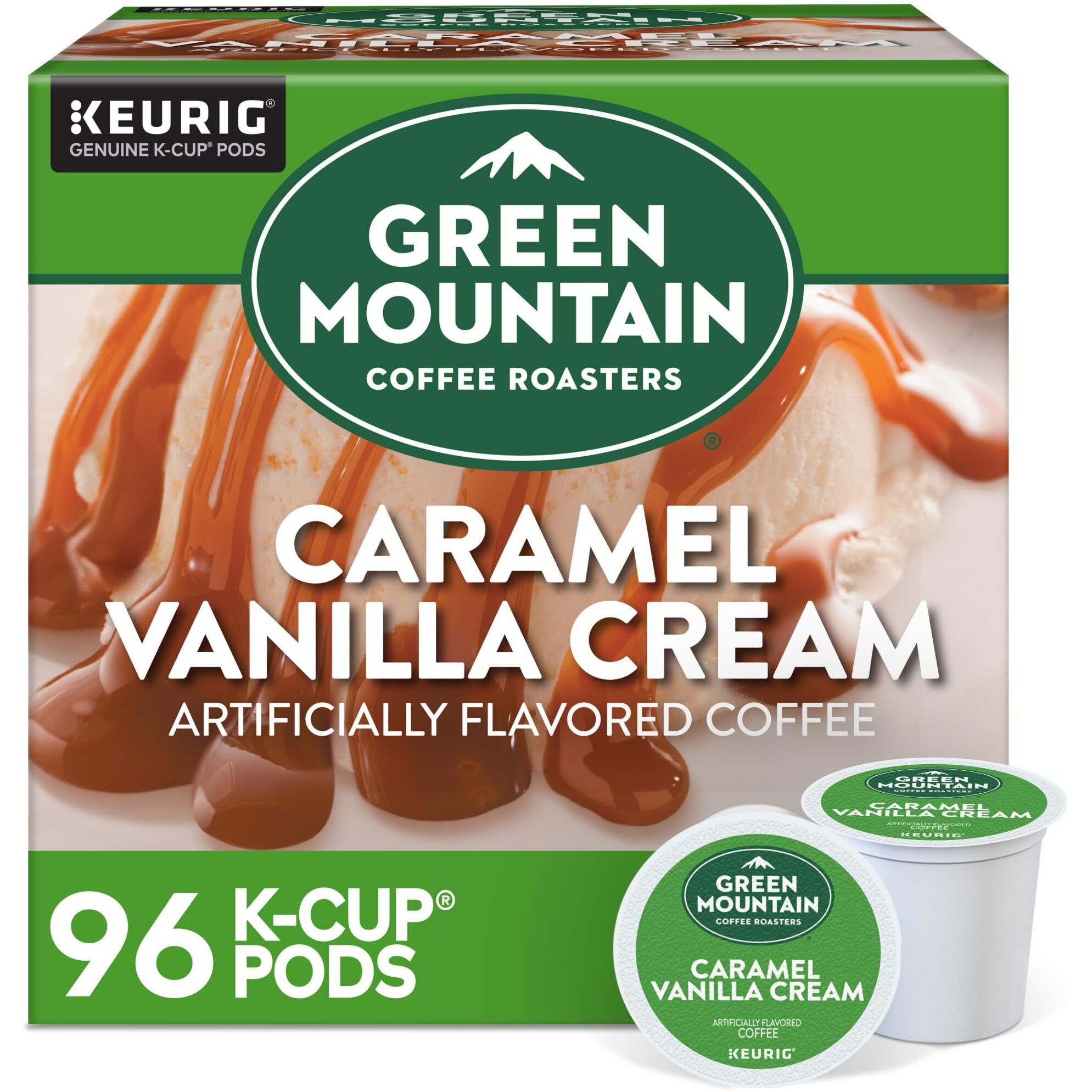 Green Mountain Coffee Roasters Caramel Vanilla Cream Coffee, Keurig Single-Serve K-Cup Pods, Light Roast, 96 Count (4 Packs Of 24)