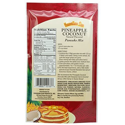 Hawaiian Sun Pineapple Coconut Pancake Mix 6-Ounce (Pack Of 3)