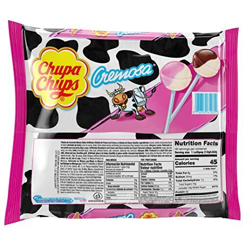 Chupa Chups Cremosa Lollipop Assortment, 2 Ice Cream Flavors, Individually Wrapped Candy For Kids, 16.9 Oz Bag (40 Suckers)