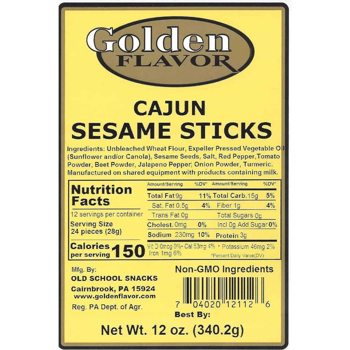 Golden Flavor Sesame Sticks - Cajun - 3 Pounds Total - (4) 12 Ounce Bags