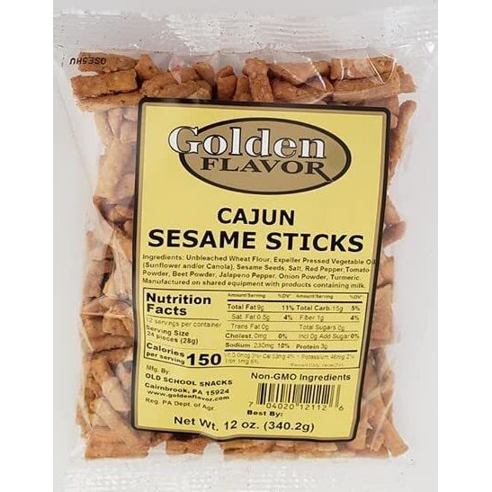 Golden Flavor Sesame Sticks - Cajun - 3 Pounds Total - (4) 12 Ounce Bags