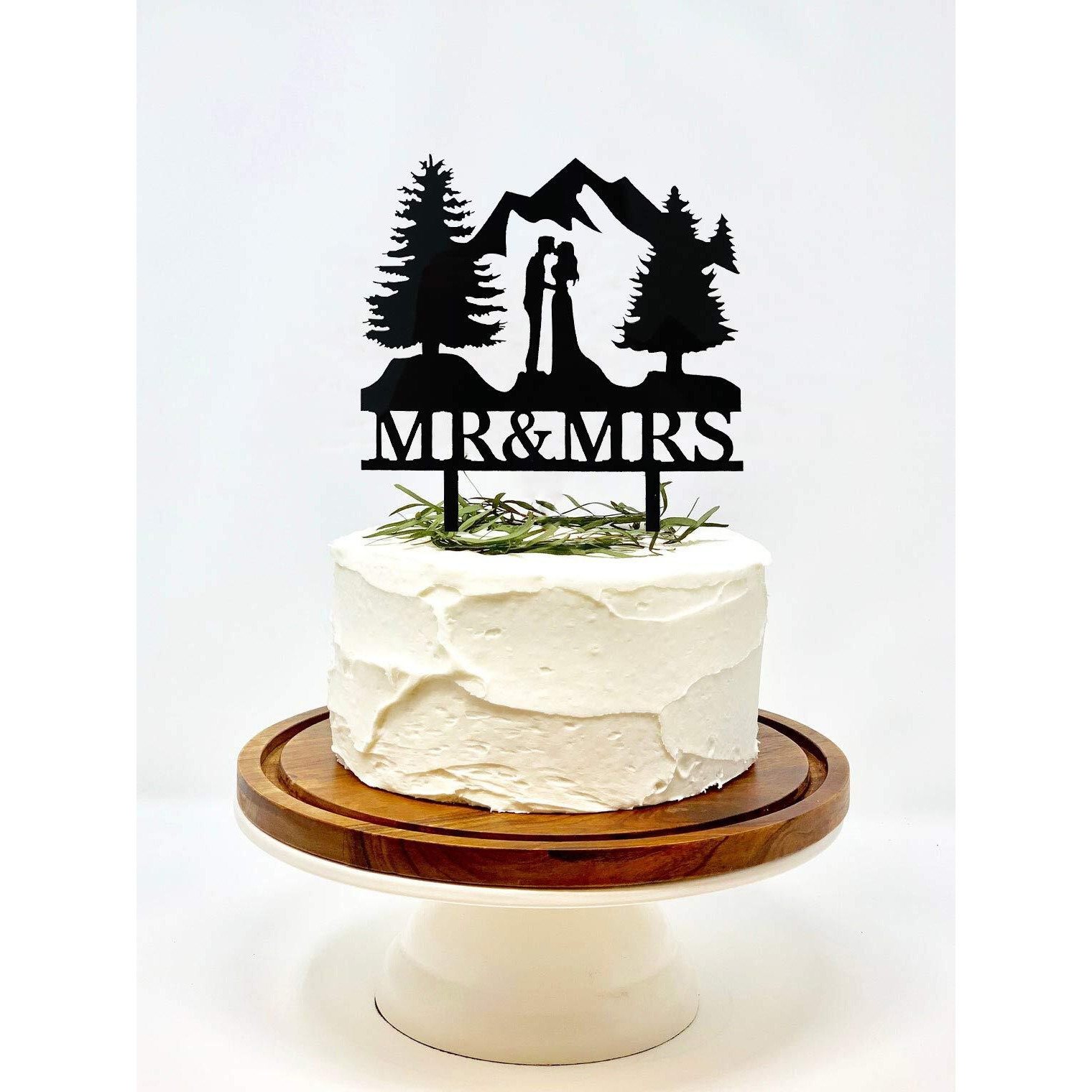 Mountain Wedding Cake Topper, Outdoors Wedding Cake Topper, Mr & Mrs Kiss Cake Topper, Hiking Wedding Cake Topper, Forest Theme Cake Topper, Mountain Cake Topper