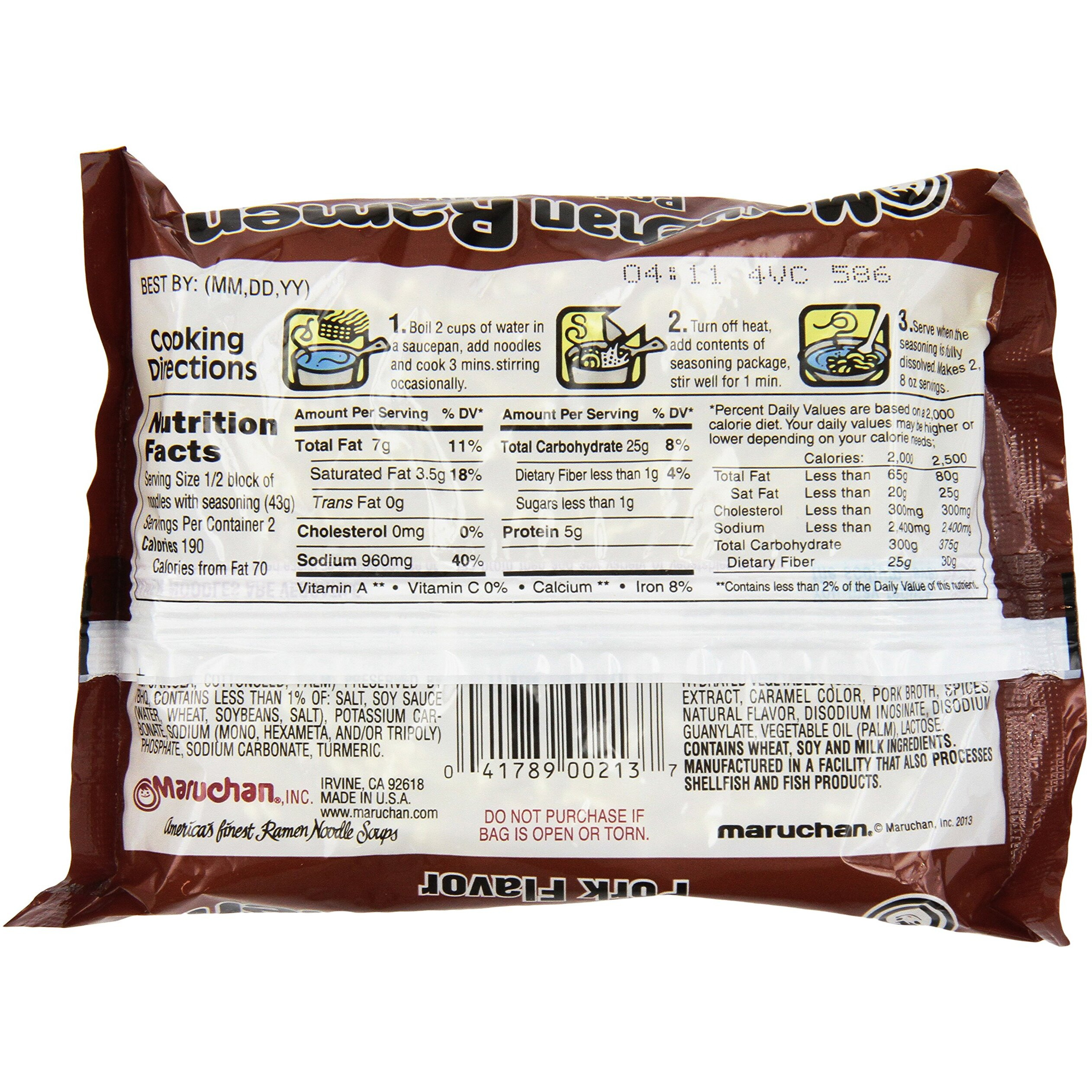 Maruchan Ramen, Pork, 3-Ounce Packages (Pack Of 24)