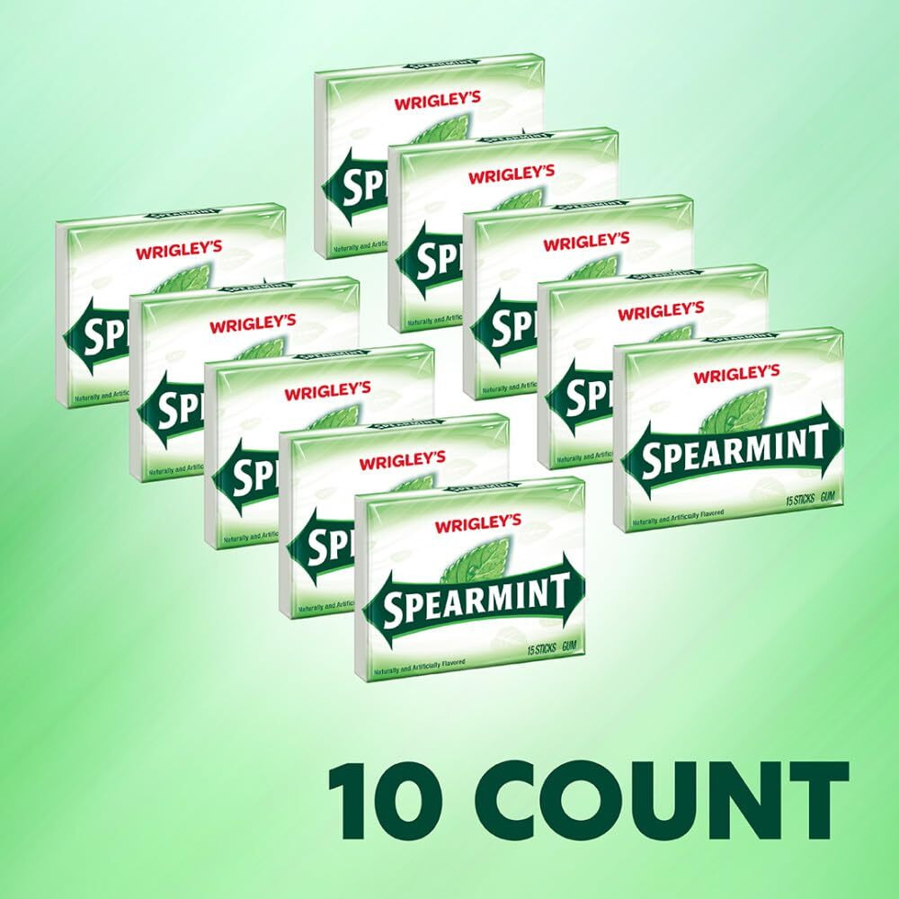Wrigley's Spearmint Chewing Gum Bulk Pack, 15 Stick (Pack Of 10)