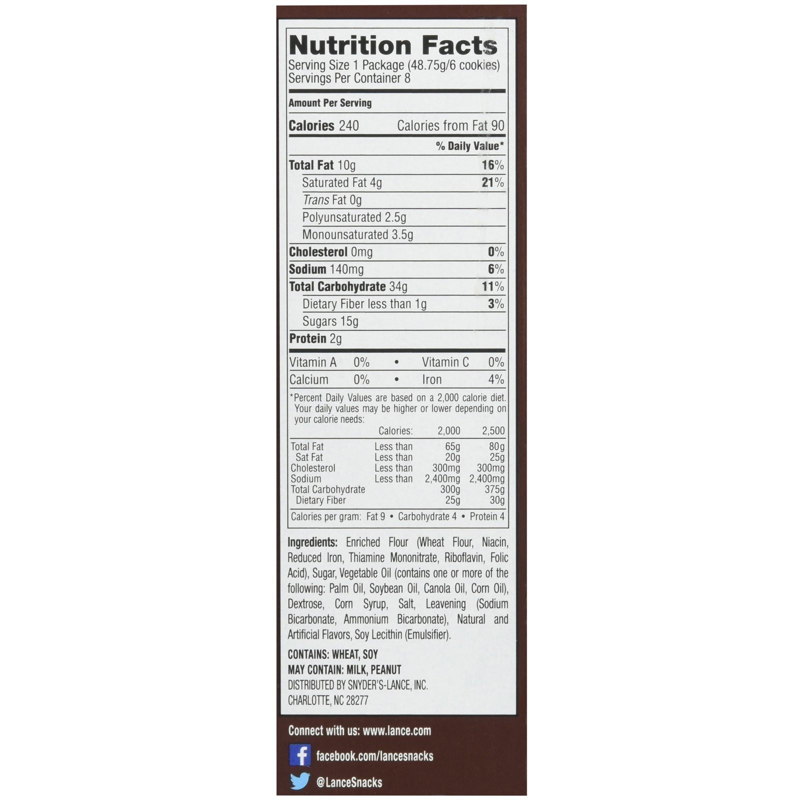 Lance Lemon Nekot Sandwich Cracker, Lemon, 8 Ounce