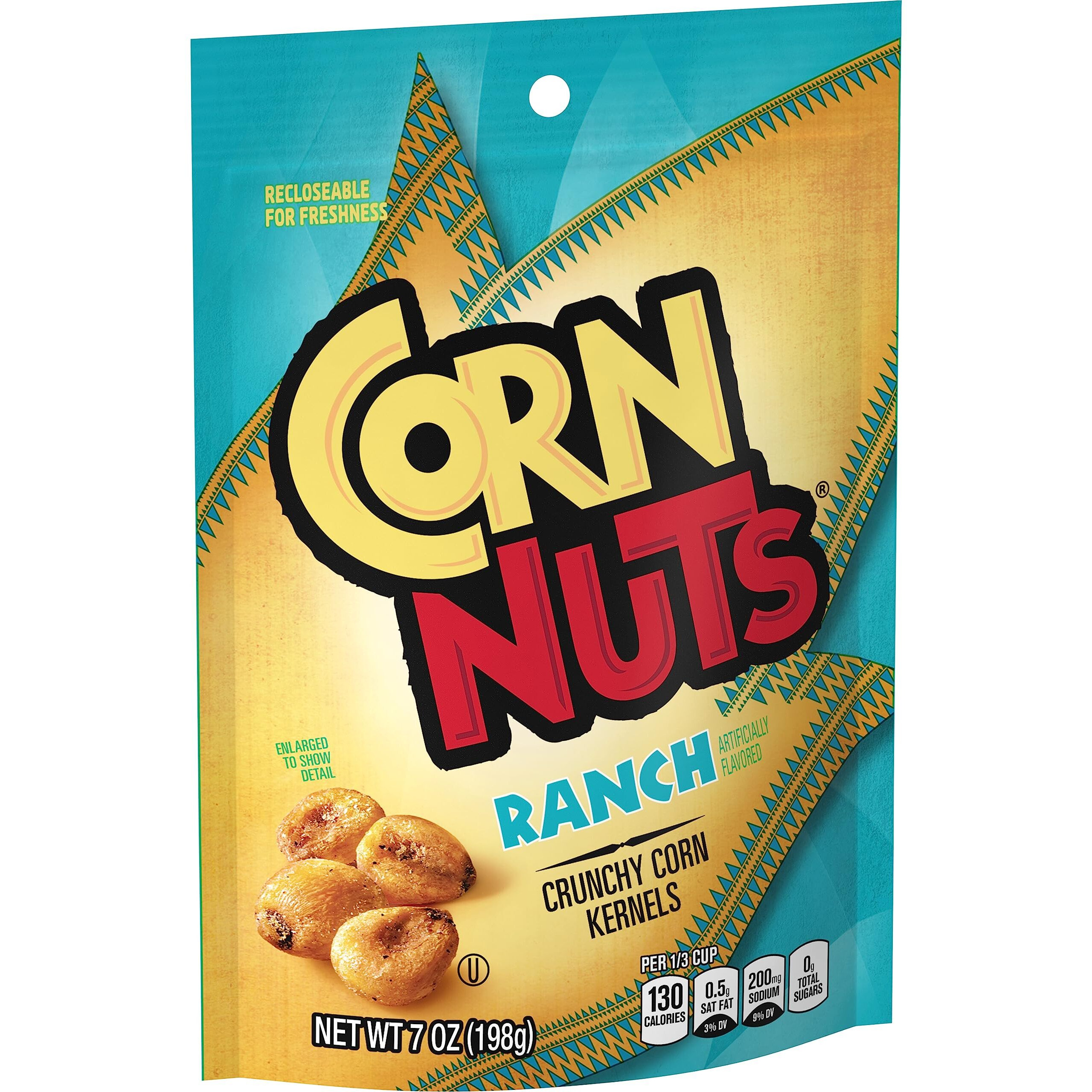 Corn Nuts Ranch Crunchy Corn Kernels Snack, 7 Ounce Resealable Package, 12 Pack