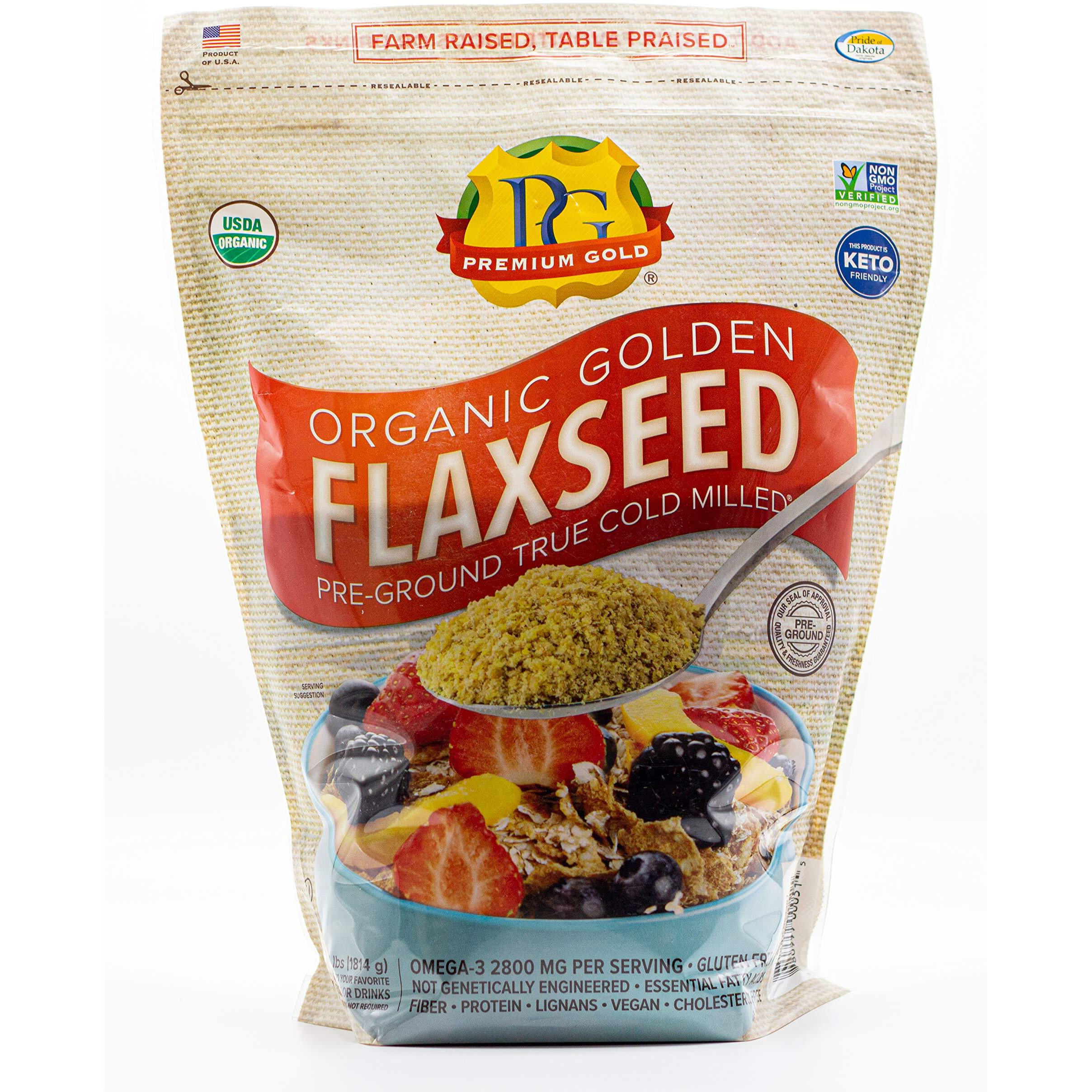 Premium Gold Organic Ground Flax Seed | High Fiber Food | Omega 3 | 4 Pounds