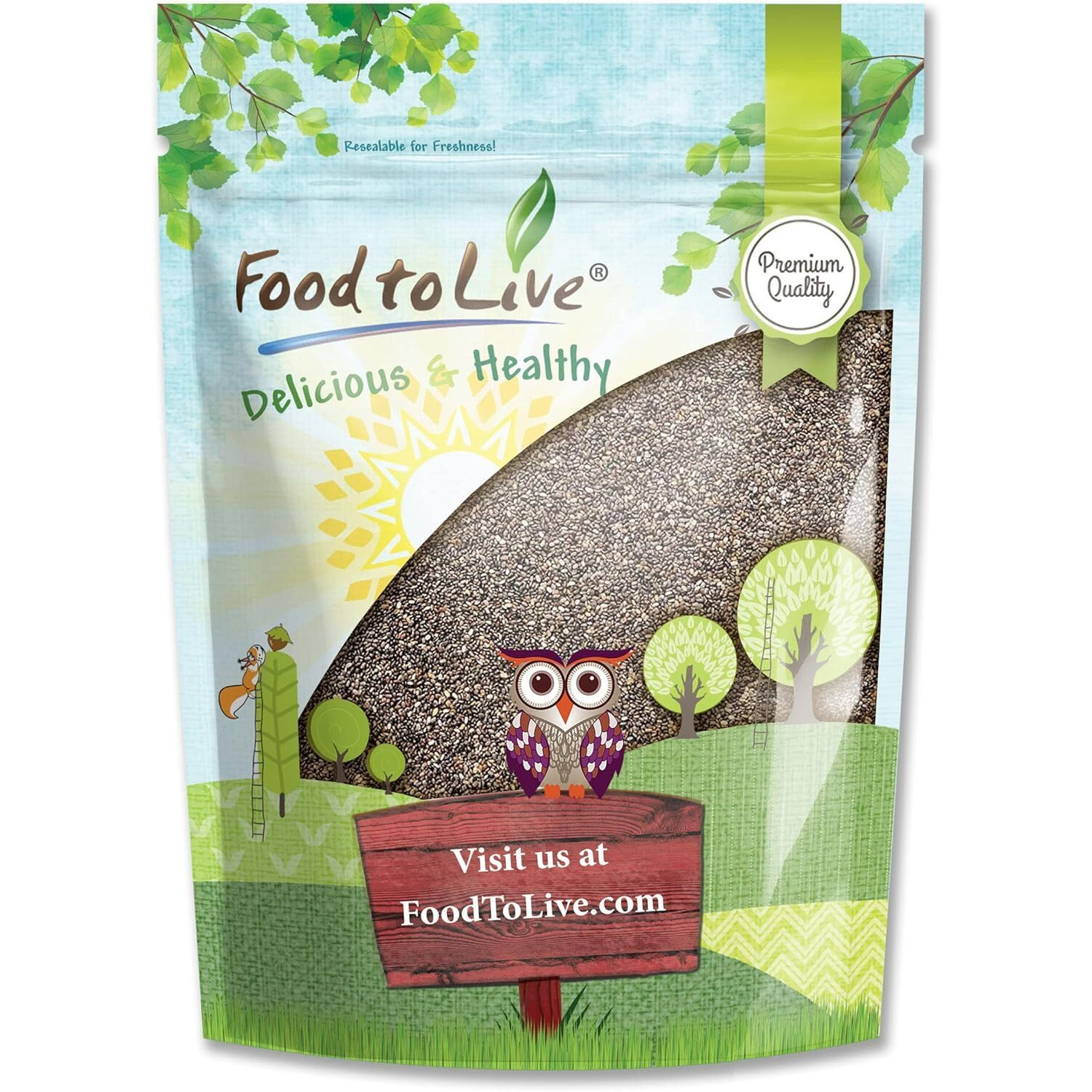 Black Chia Seeds, 1 Pound - Whole, Sproutable, Vegan, Kosher, Keto, Sirtfood, Bulk. Rich In Essential Fatty Acids, Fiber, Protein. Great For Chia Pudding, Smoothie, Oatmeal