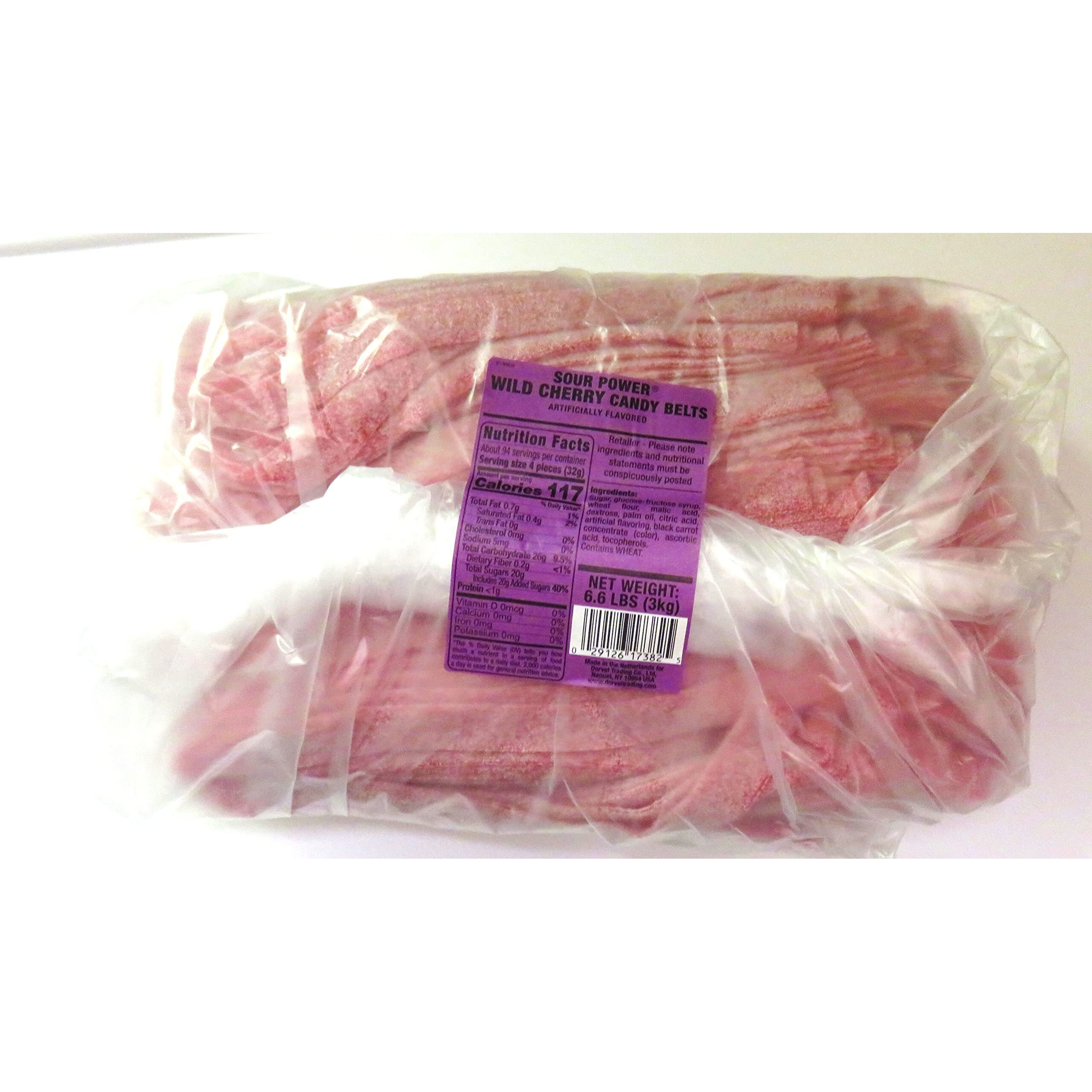 Sour Power Unwrapped Candy Belts, Wild Cherry, 6.6 Pound