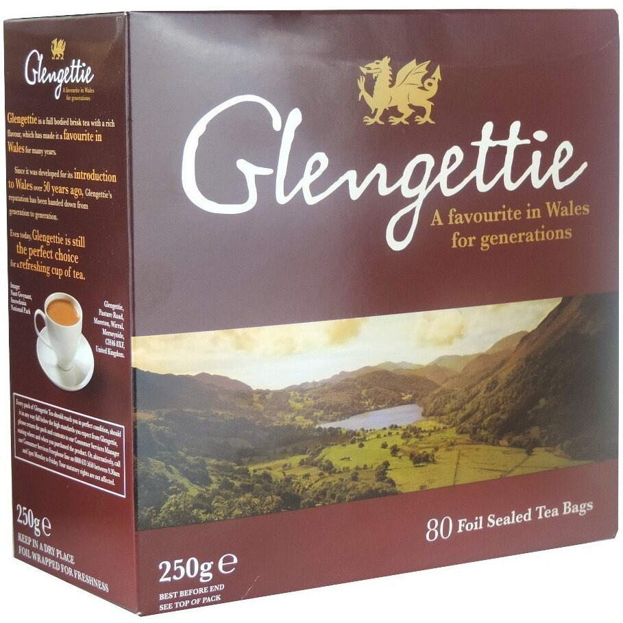 Glengettie Foil Tea Bags (80 Count Box, 250G)