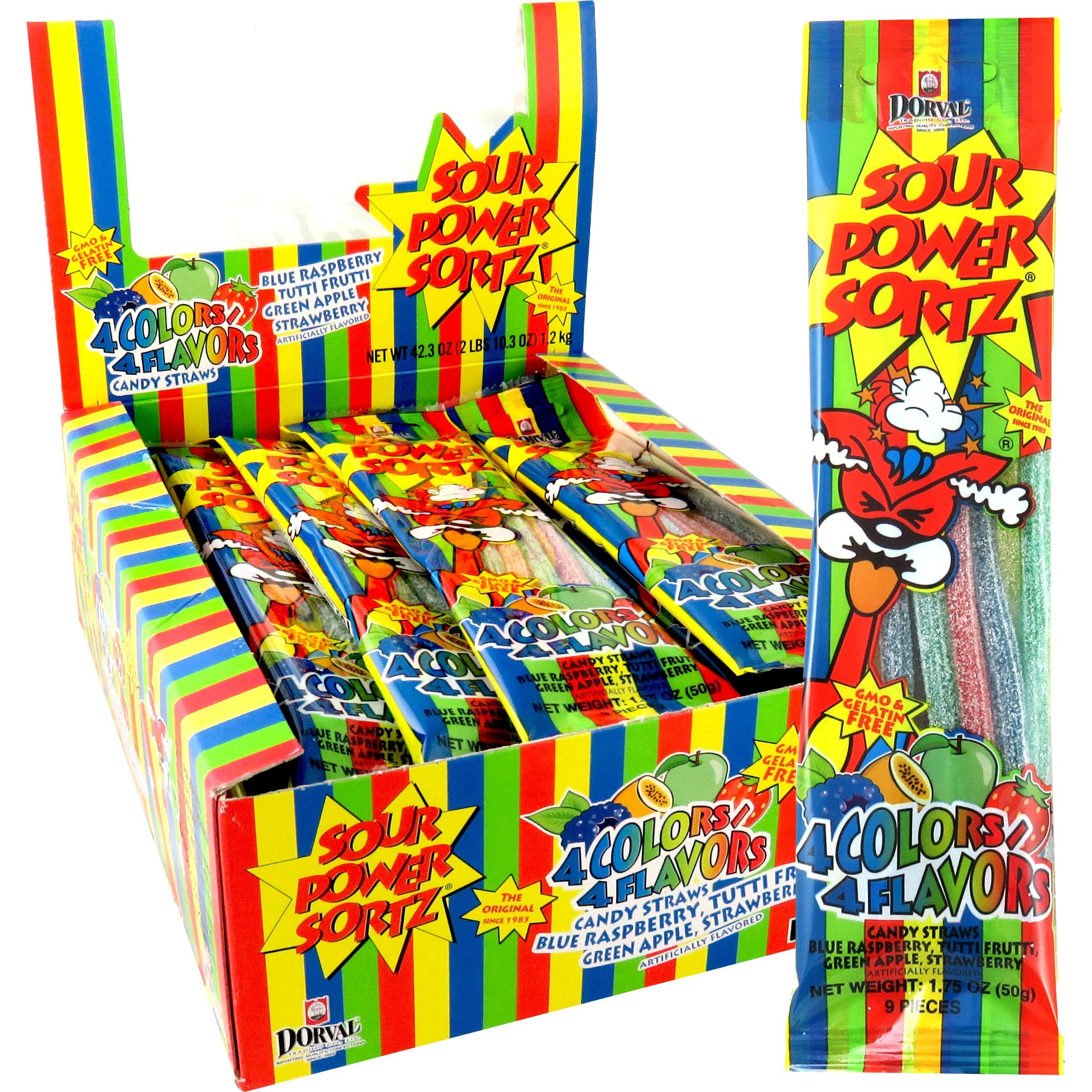Sour Power Candy Straws, Sortz, 1.75-Ounce Units (Pack Of 24) (Zqb-16867)