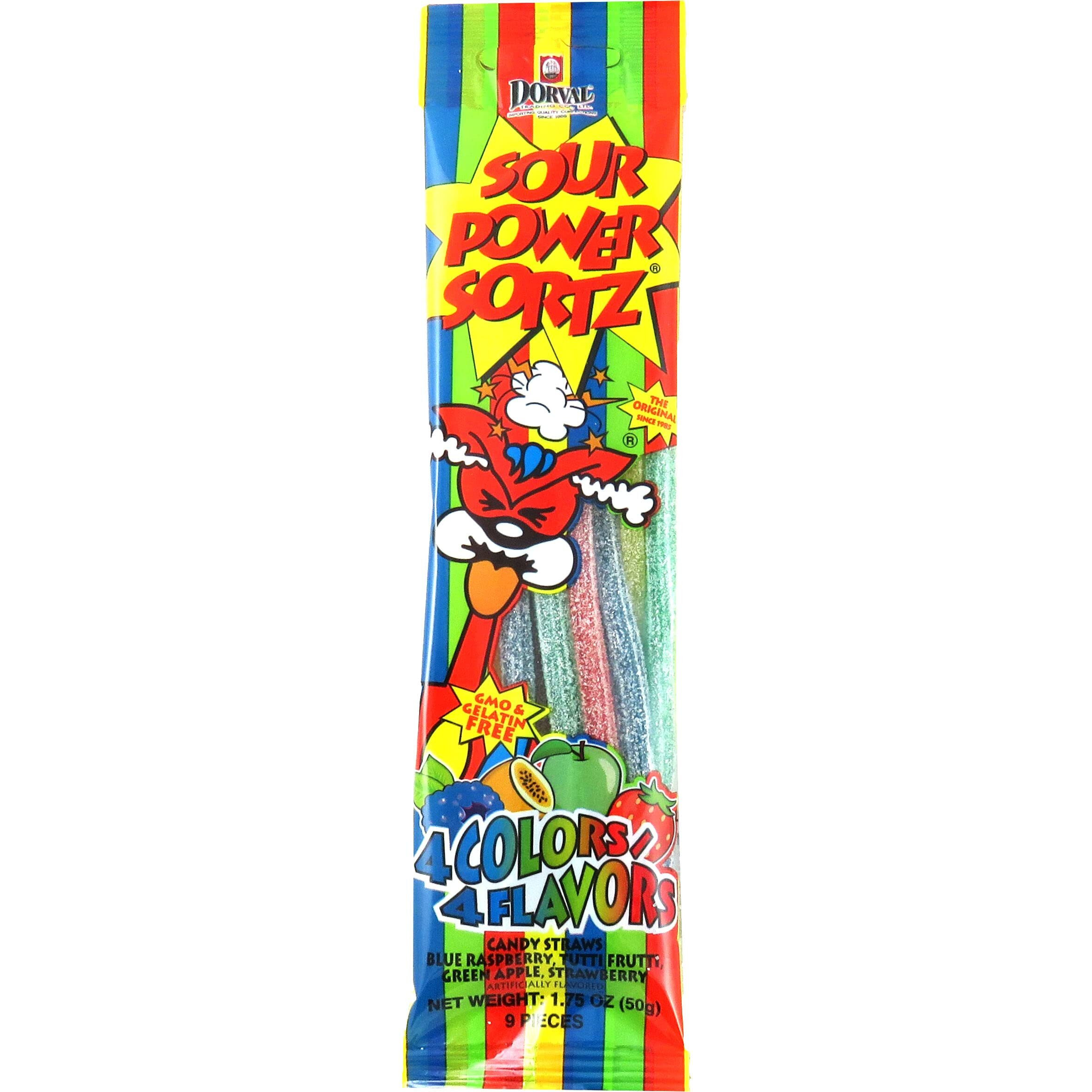 Sour Power Candy Straws, Sortz, 1.75-Ounce Units (Pack Of 24) (Zqb-16867)