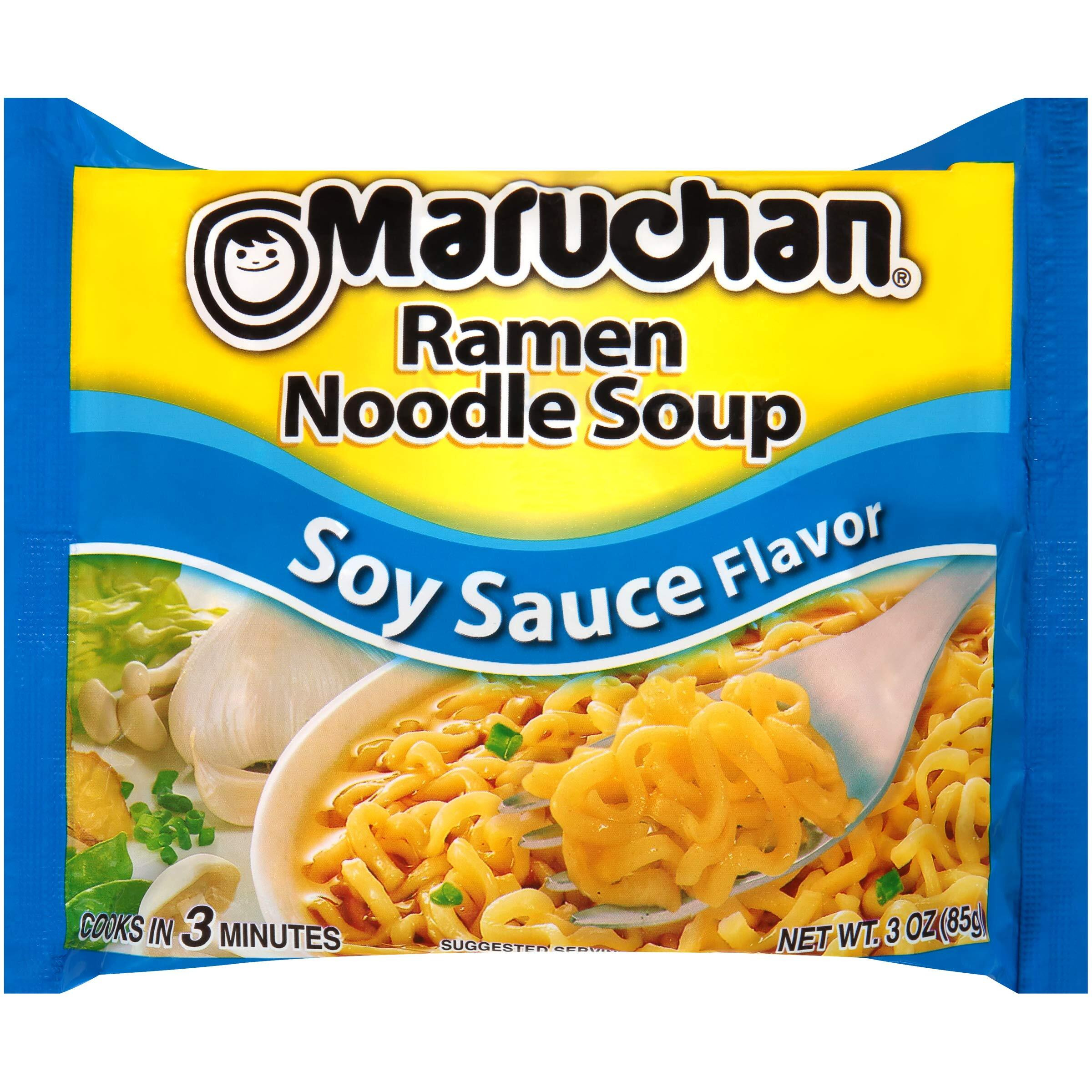 Maruchan Ramen Soy Sauce, Instant Ramen Noodles, Ready To Eat Meals, 3 Oz, 24 Count
