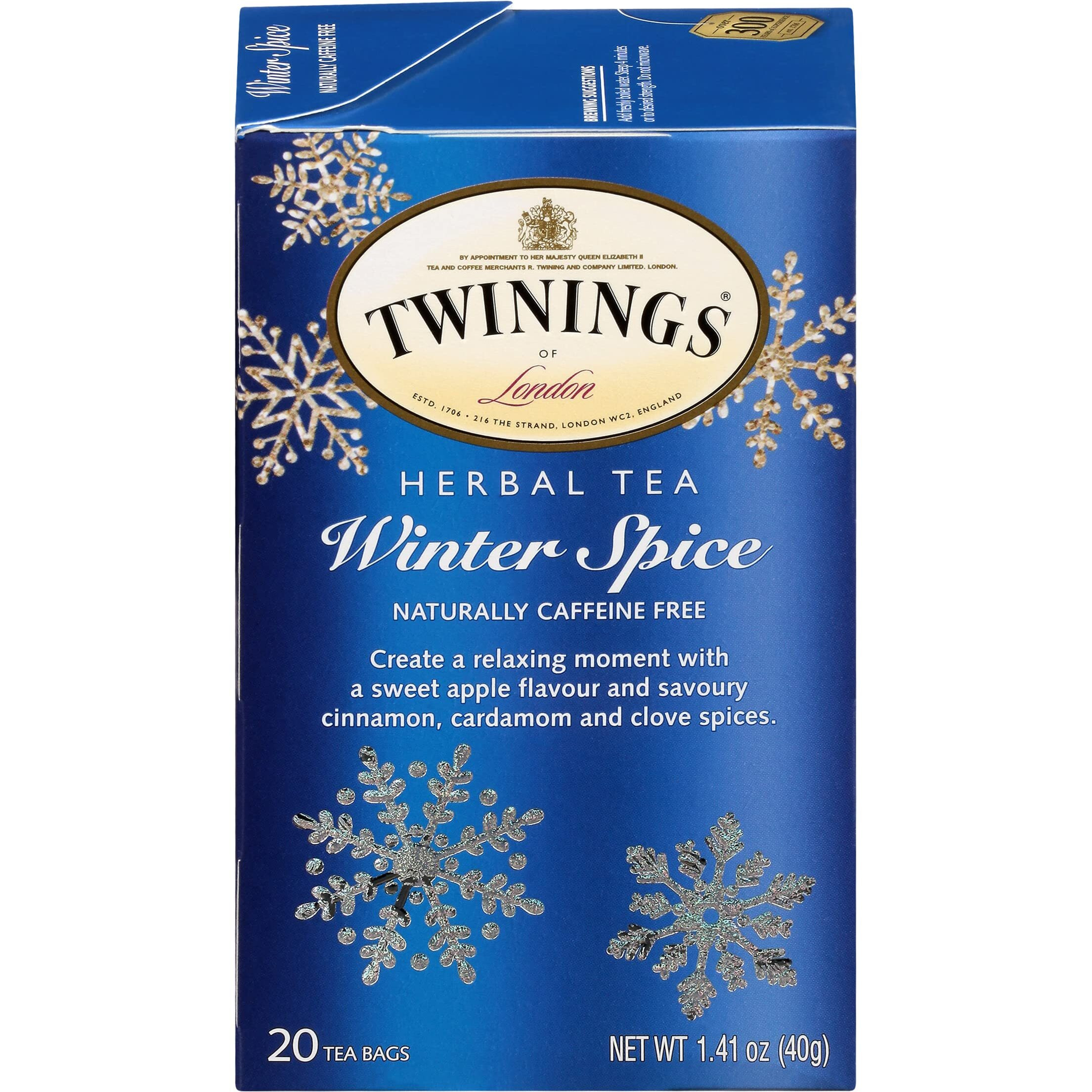 Twinings Winter Spice Herbal Tea, 20 Count (Pack Of 6), Individually Wrapped, Camomile, Apple, Cinnamon & Clove, Caffeine Free, Enjoy Hot Or Iced