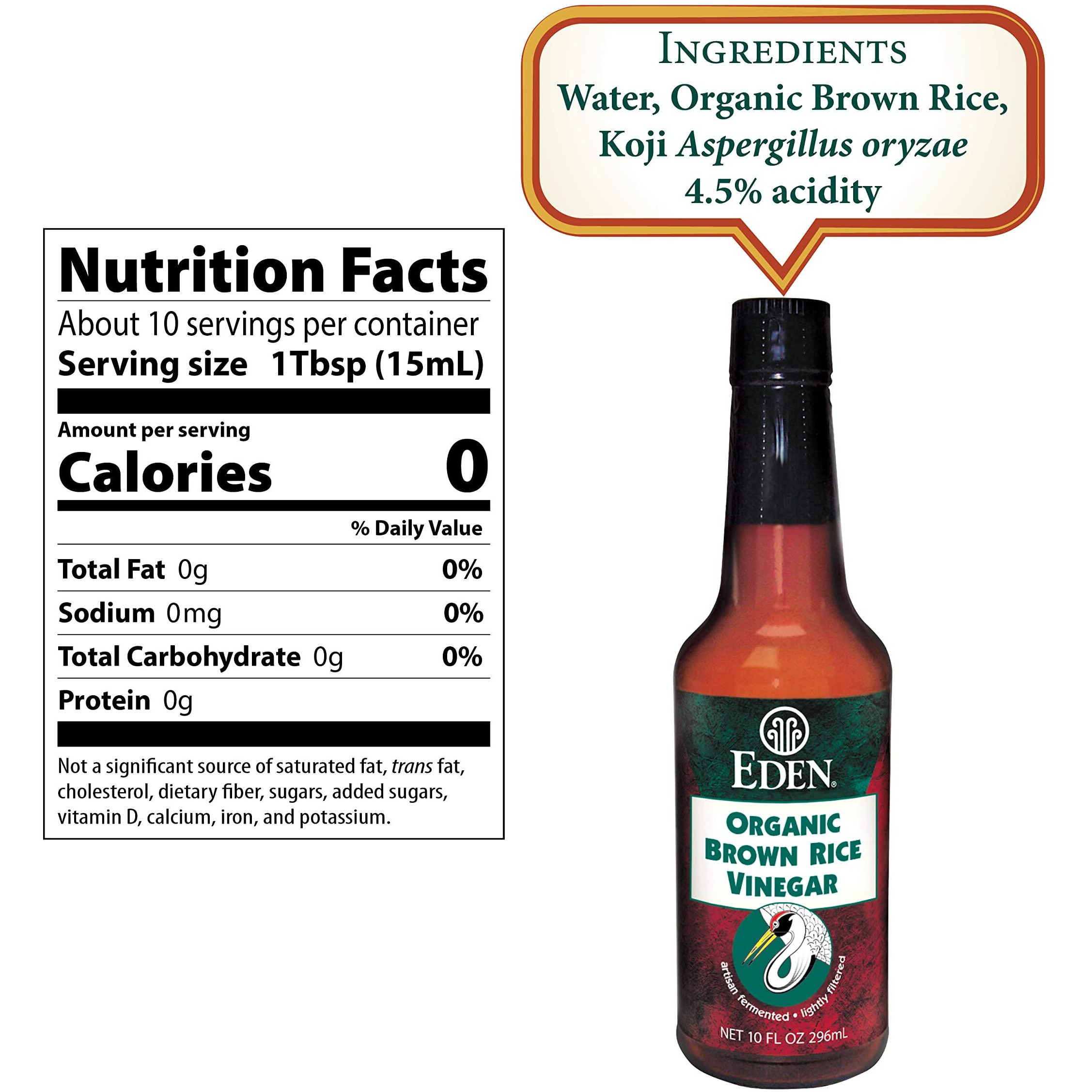 Eden Organic Brown Rice Vinegar, 10 Fl Oz Amber Glass, Imported