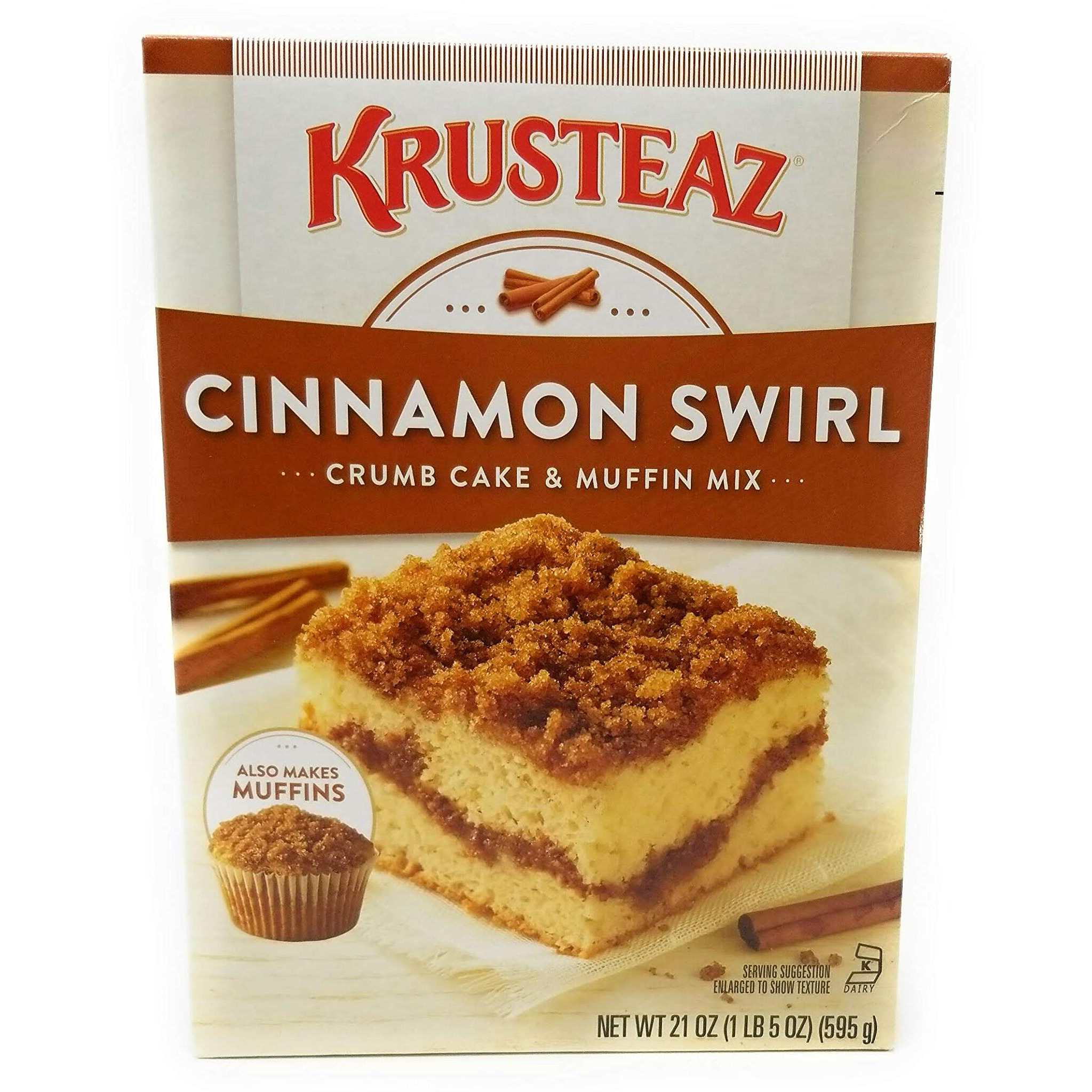 Krusteaz Cinnamon Swirl Crumb Cake & Muffin Mix, Made With No Artificial Flavors Or Colors, Also Makes Muffins, 21-Ounce Box (Pack Of 2)