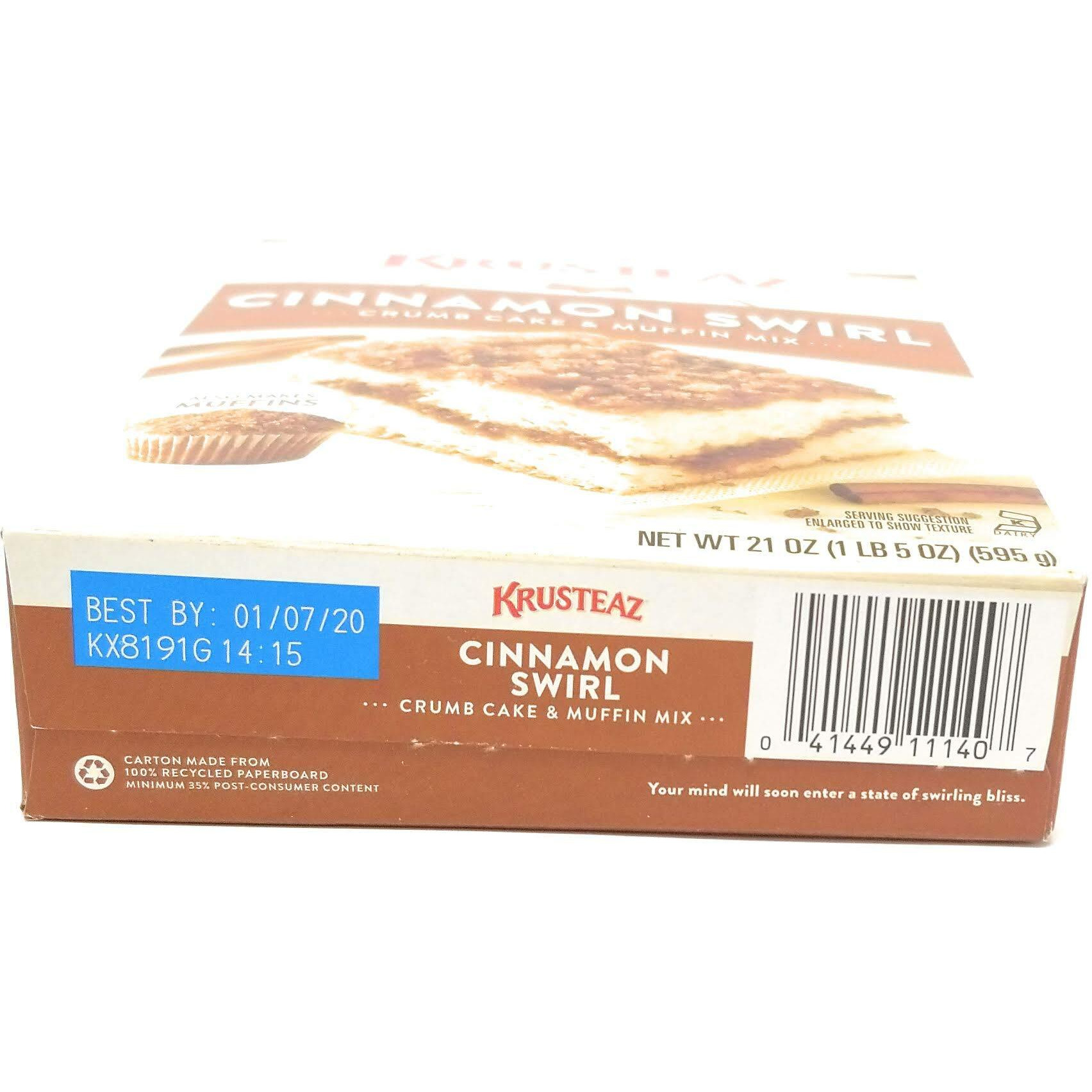 Krusteaz Cinnamon Swirl Crumb Cake & Muffin Mix, Made With No Artificial Flavors Or Colors, Also Makes Muffins, 21-Ounce Box (Pack Of 2)
