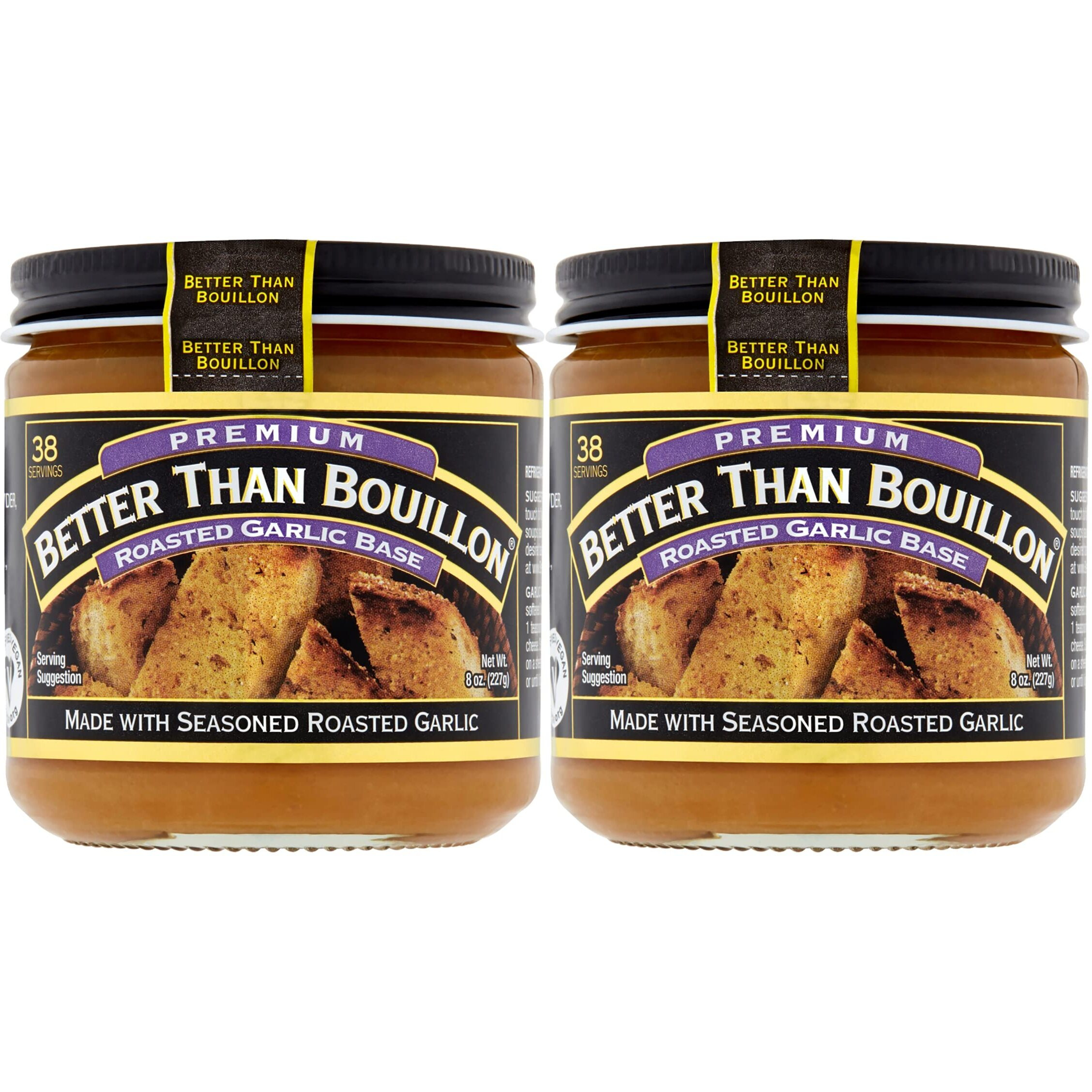 Better Than Bouillon Premium Roasted Garlic Base, Made With Seasoned Roasted Garlic, 38 Servings Per Jar, 8 Ounce (Pack Of 2)