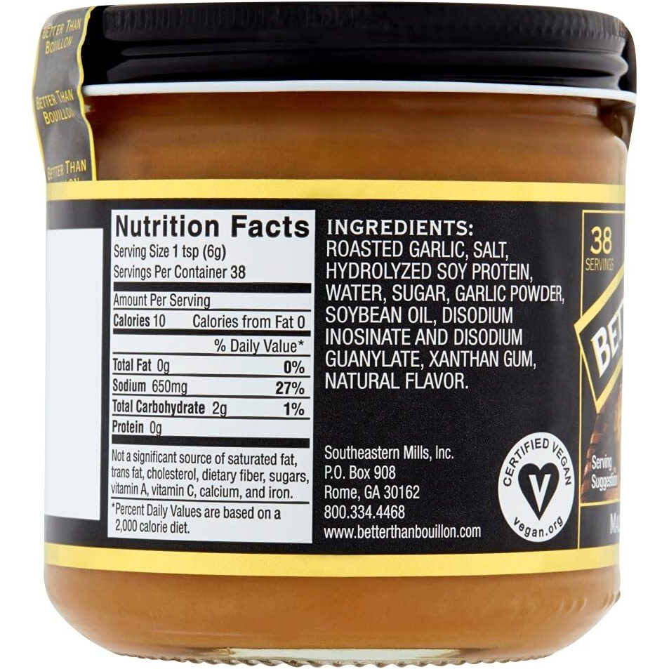 Better Than Bouillon Premium Roasted Garlic Base, Made With Seasoned Roasted Garlic, 38 Servings Per Jar, 8 Ounce (Pack Of 2)
