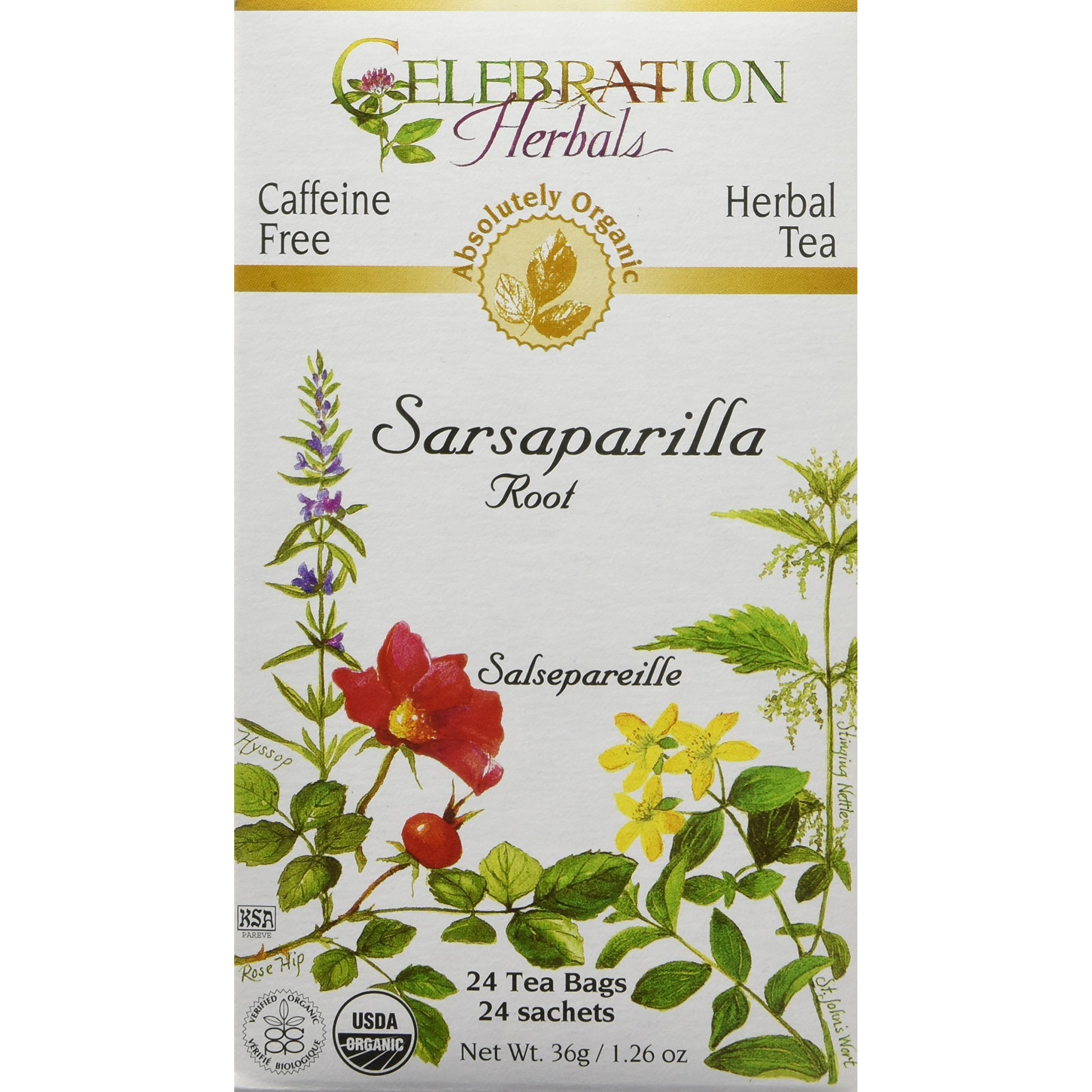 Celebration Herbals Organic Sarsaparilla Root Tea Bags 24 Count