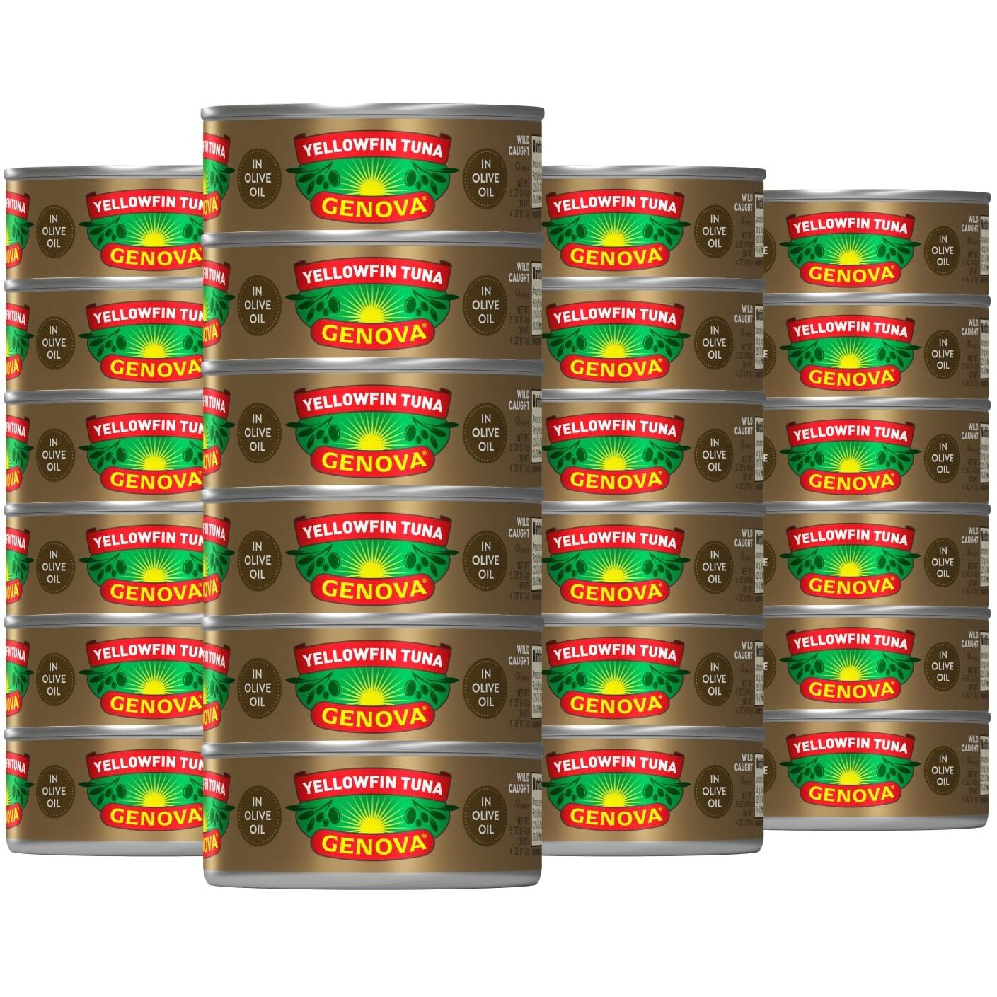 Genova Premium Yellowfin Tuna In Olive Oil, Wild Caught, Solid Light, 5 Oz. Can (Pack Of 24)