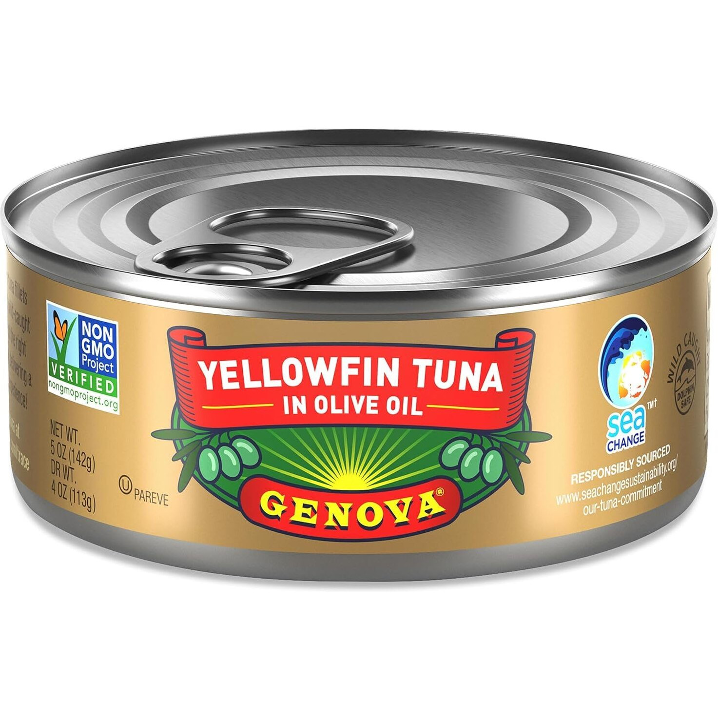 Genova Premium Yellowfin Tuna In Olive Oil, Wild Caught, Solid Light, 5 Oz. Can (Pack Of 24)