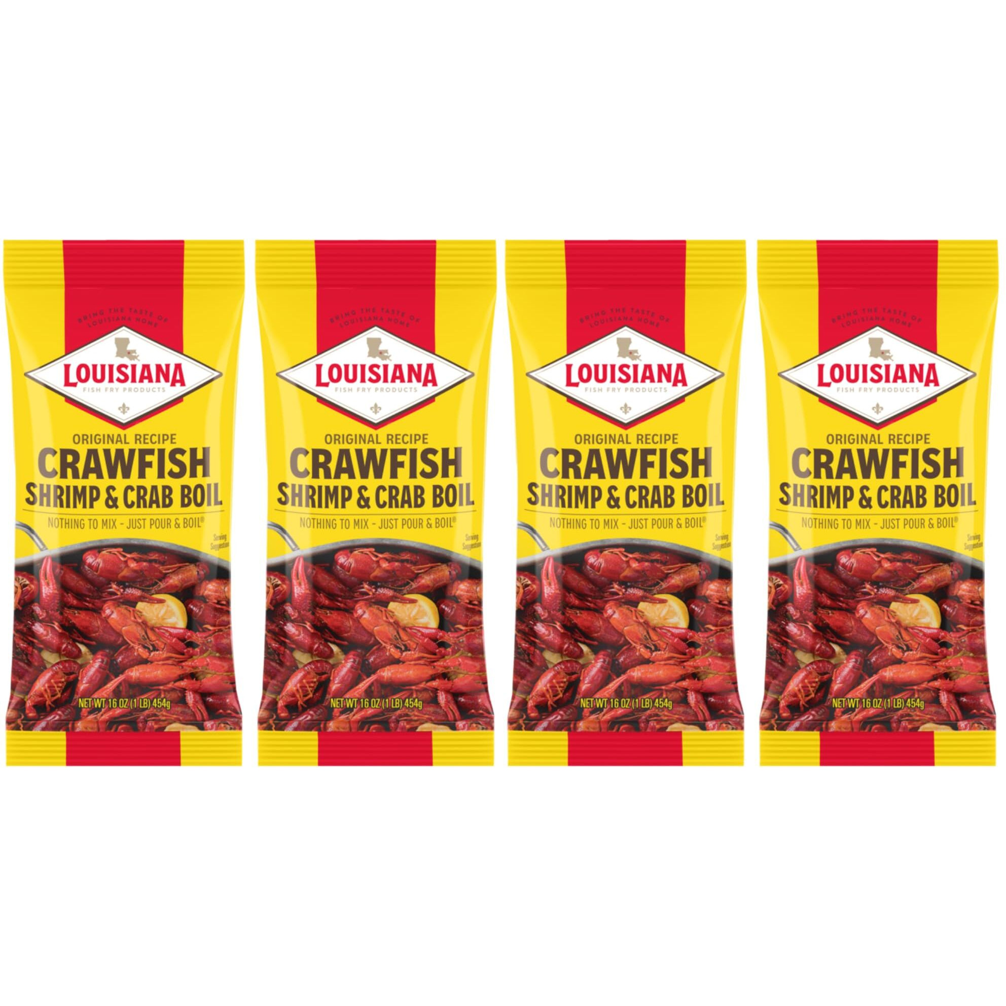 Louisiana Fish Fry Products Crawfish, Shrimp & Crab Boil Seasoning - Spicy & Delicious Seafood Powder Complete Seasoning - Low Salt Cajun Seasoning 16 Oz (Pack Of 4)