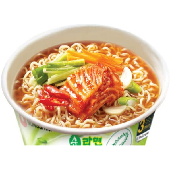 Nongshim Soon Kimchi Instant Vegan Ramen Noodle Soup Mix Cup, 6 Pack, Microwaveable Vegan Meatless Ramen, Real Kimchi Flakes
