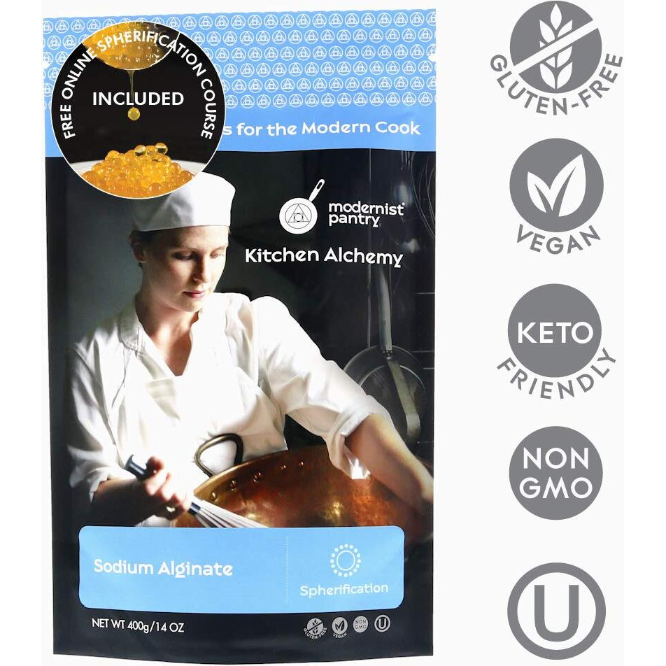 Pure Sodium Alginate (Molecular Gastronomy)  Non-Gmo Vegan Ou Kosher Certified - 400G/14Oz