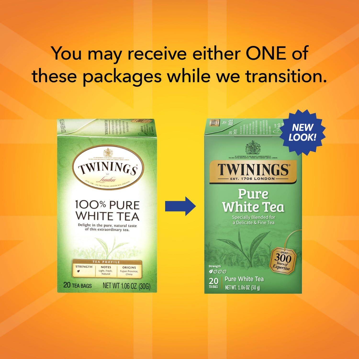 Twinings Pure White Tea Bags - Delicate Caffeinated Tea Made From Fresh White Tea Leaves, Perfect For Hot Or Iced Tea, 20 Count (Pack Of 2)